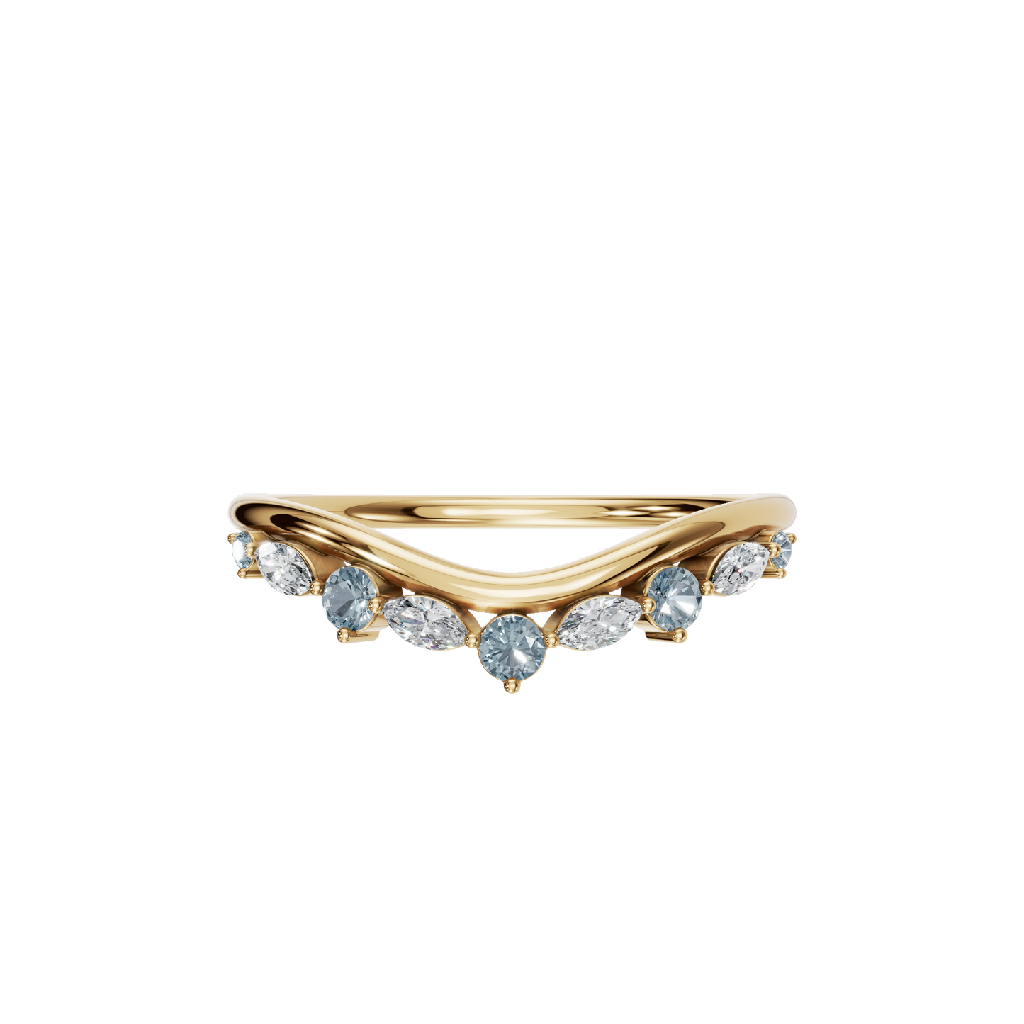 ROUND MARQUISE WEDDING BAND - M&D Signature Jewels