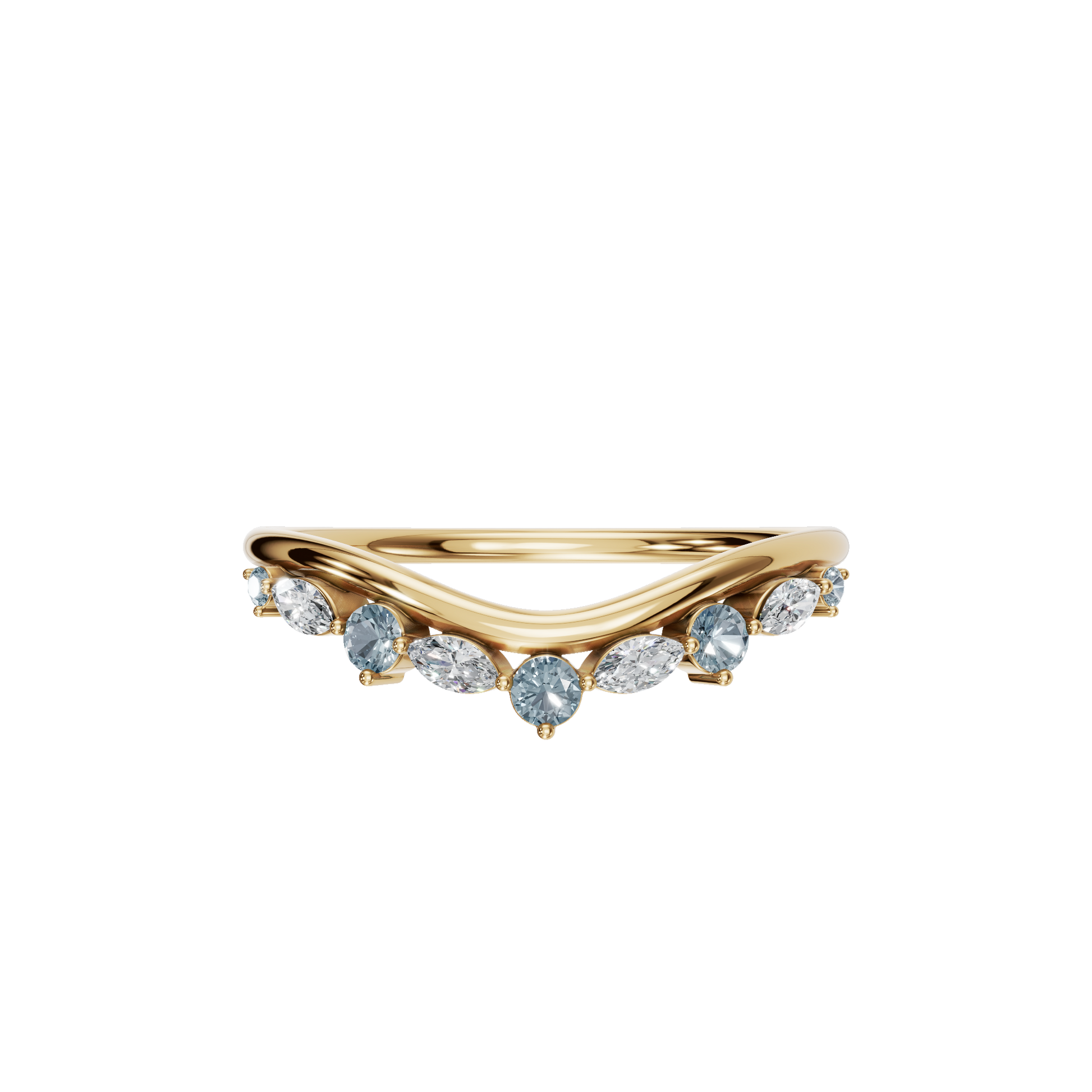 ROUND MARQUISE WEDDING BAND - M&D Signature Jewels