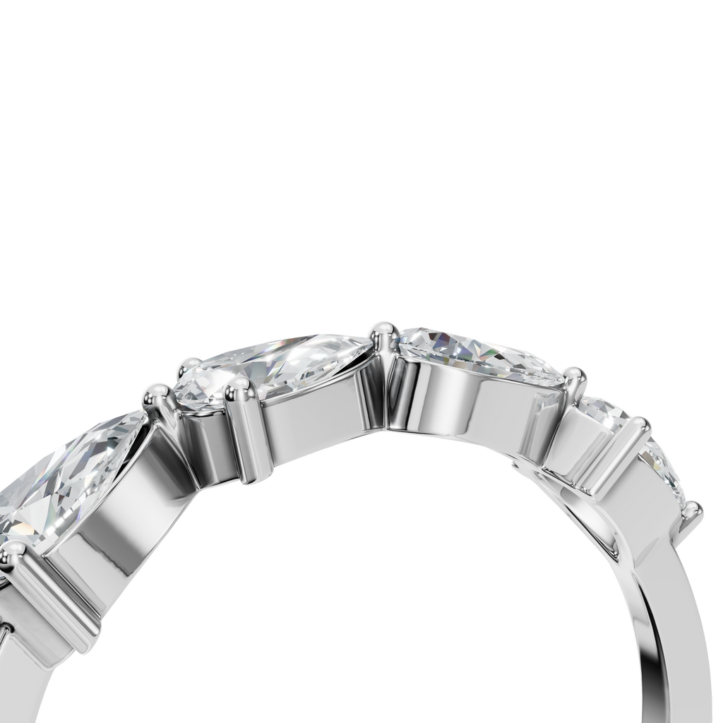 PEAR E-W HALF ETERNITY WEDDING BAND