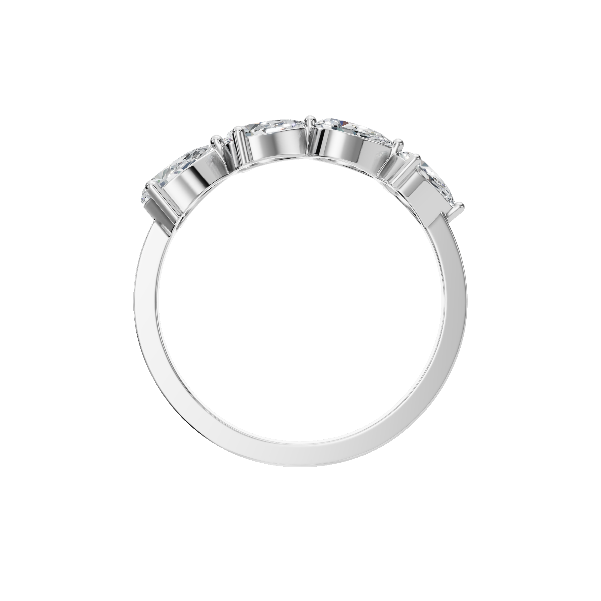 PEAR E-W HALF ETERNITY WEDDING BAND