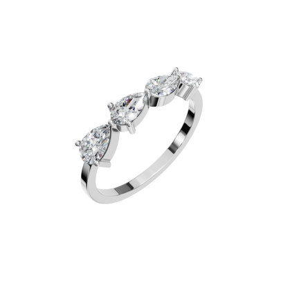 PEAR E-W HALF ETERNITY WEDDING BAND - M&D Signature Jewels