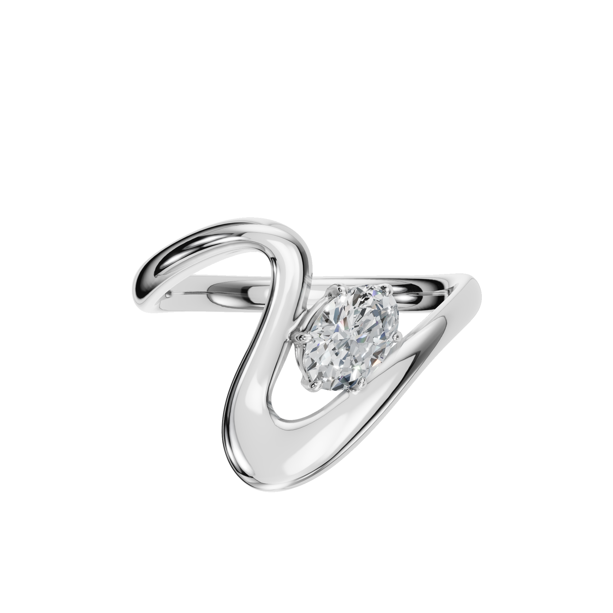 OVAL WAVE SOLITAIRE RING