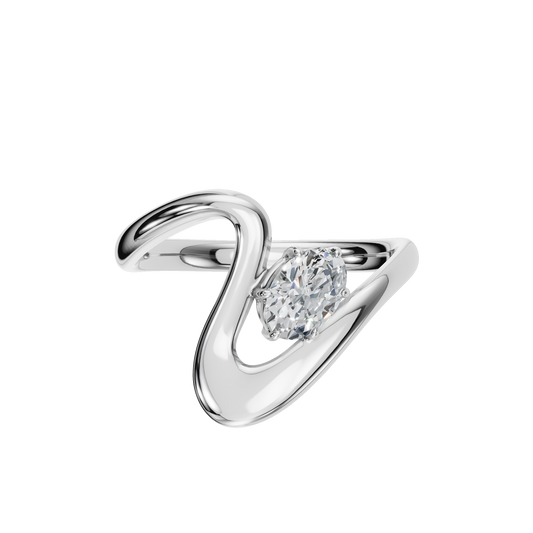 OVAL WAVE SOLITAIRE RING