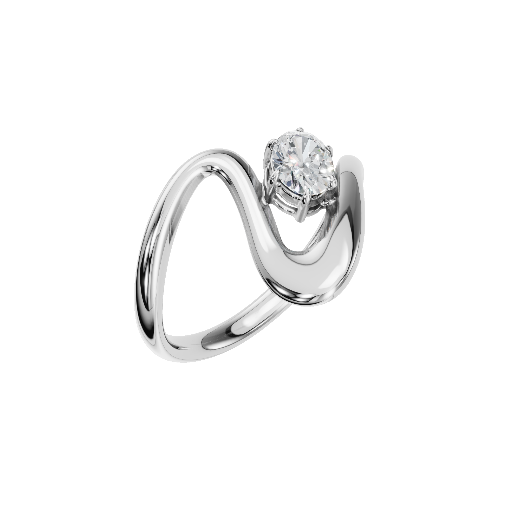 OVAL WAVE SOLITAIRE RING