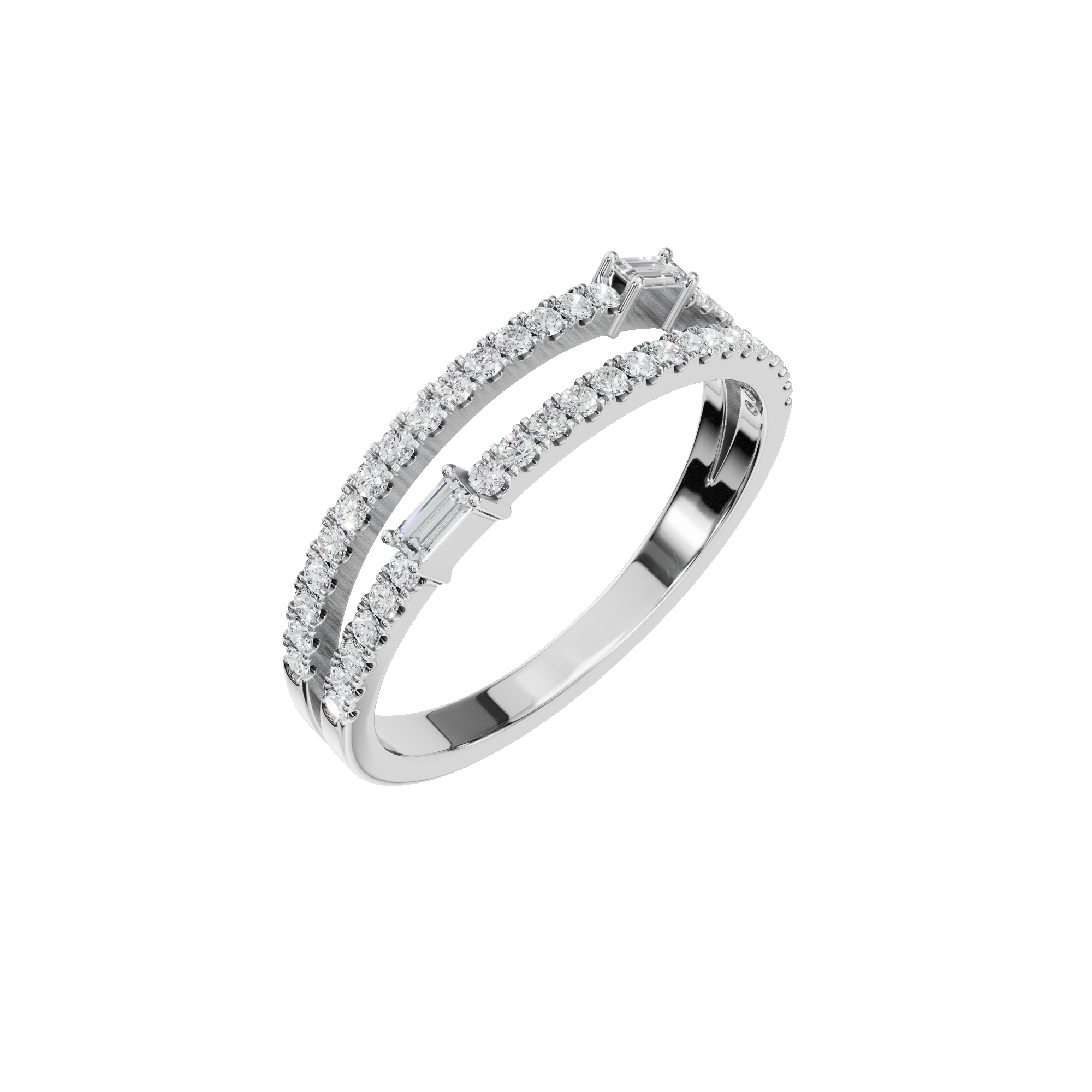 BAGUETTE ROUND  WEDDING BAND
