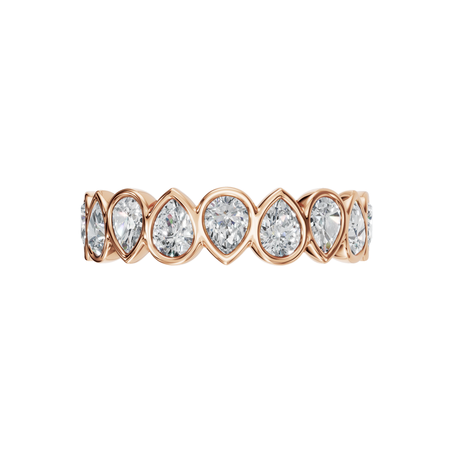 PEAR BEZEL HALF ETERNITY WEDDING BAND - M&D Signature Jewels