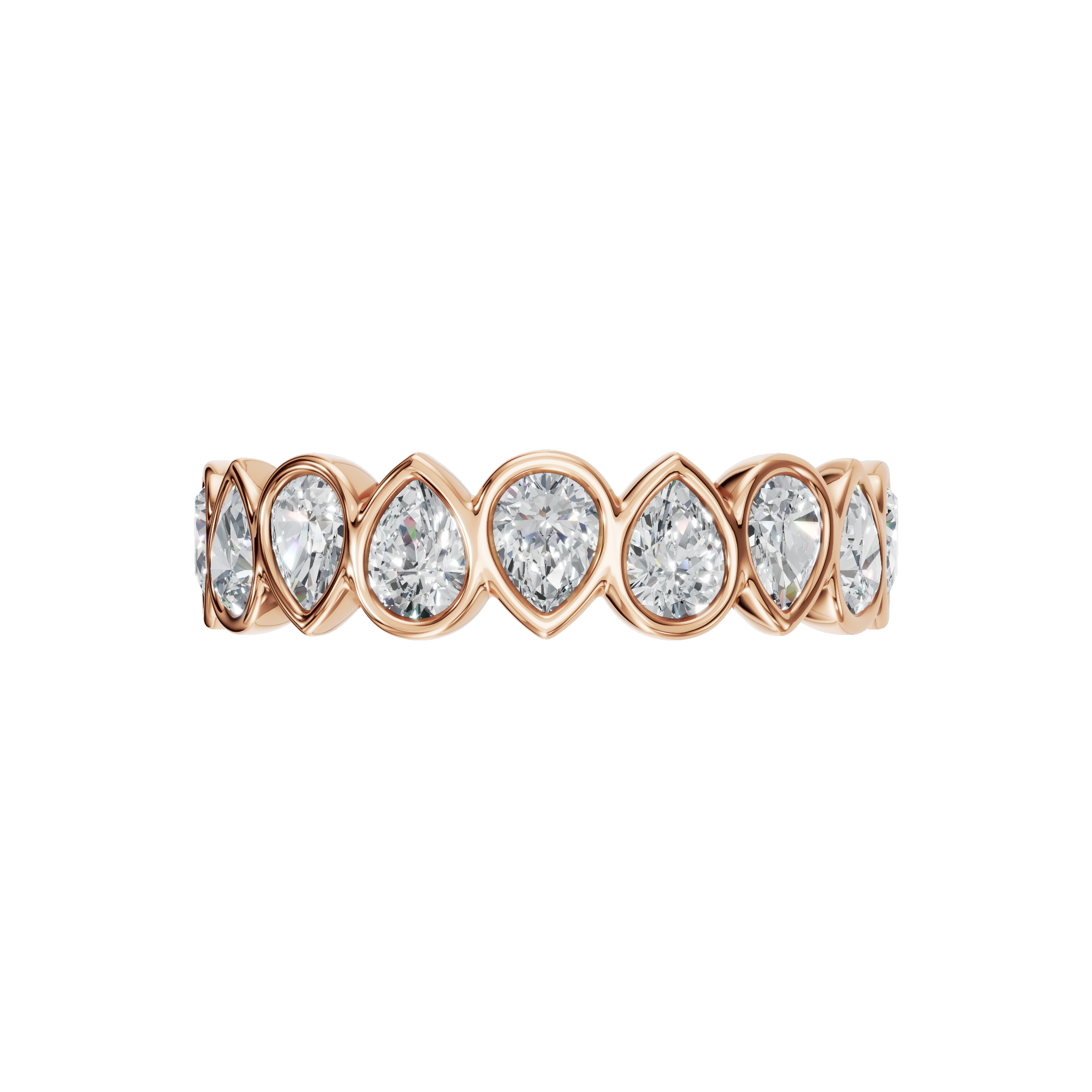 PEAR BEZEL HALF ETERNITY WEDDING BAND