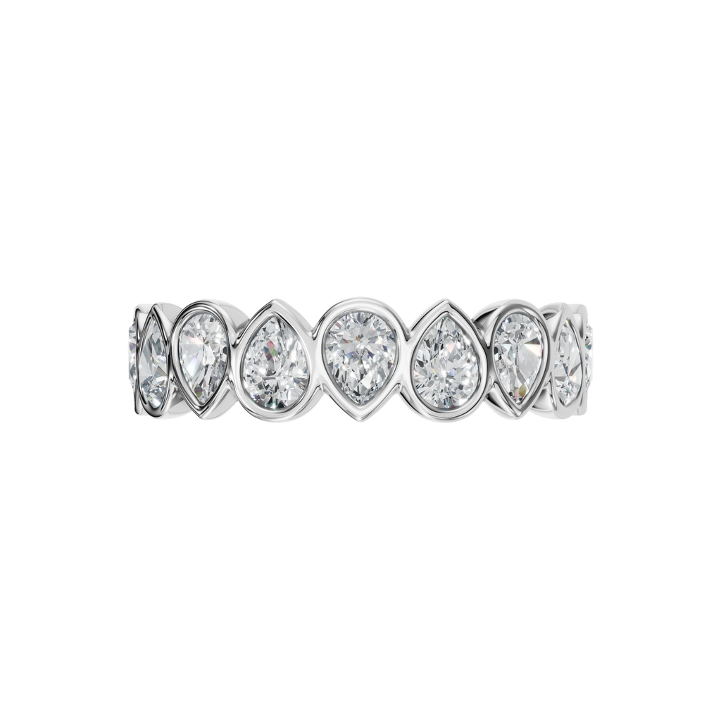 PEAR BEZEL HALF ETERNITY WEDDING BAND