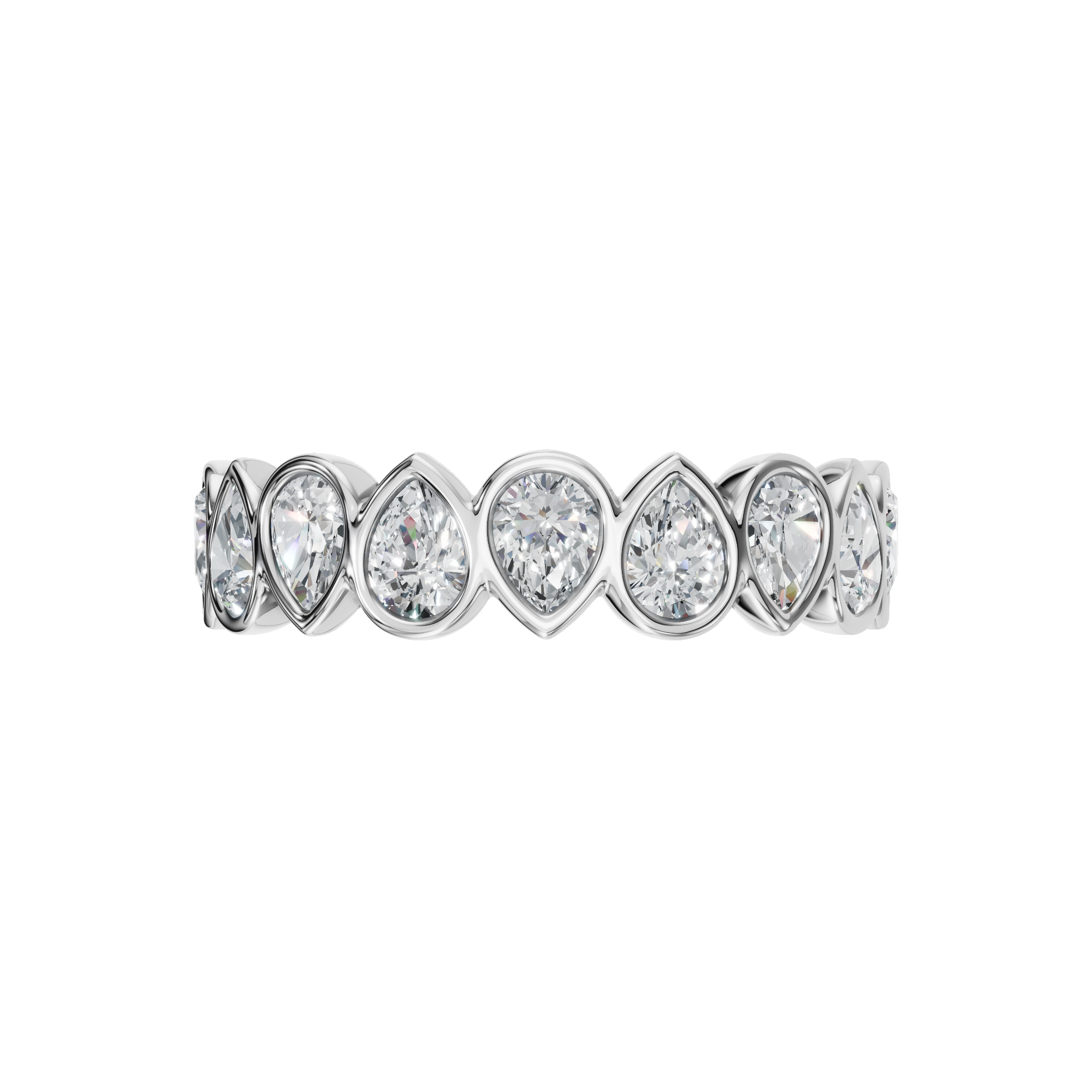 PEAR BEZEL HALF ETERNITY WEDDING BAND