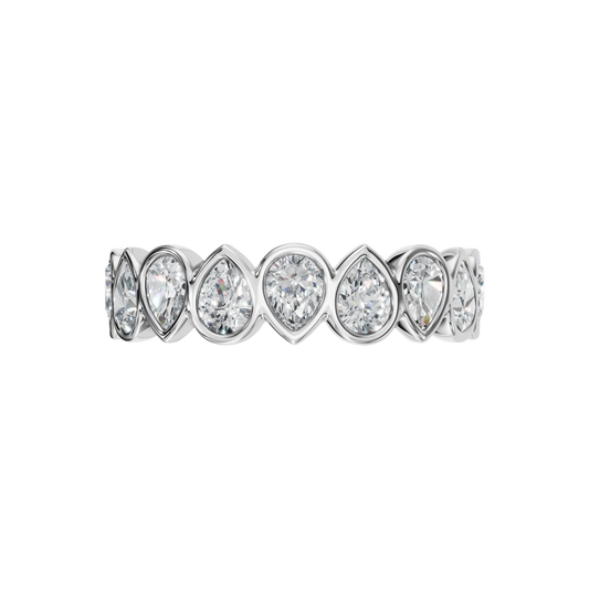 PEAR BEZEL HALF ETERNITY WEDDING BAND