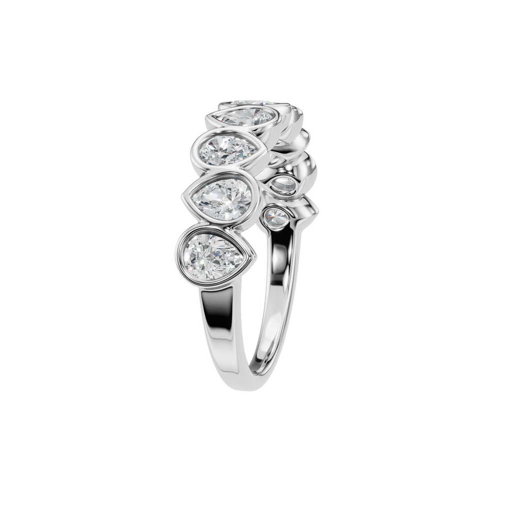 PEAR BEZEL HALF ETERNITY WEDDING BAND