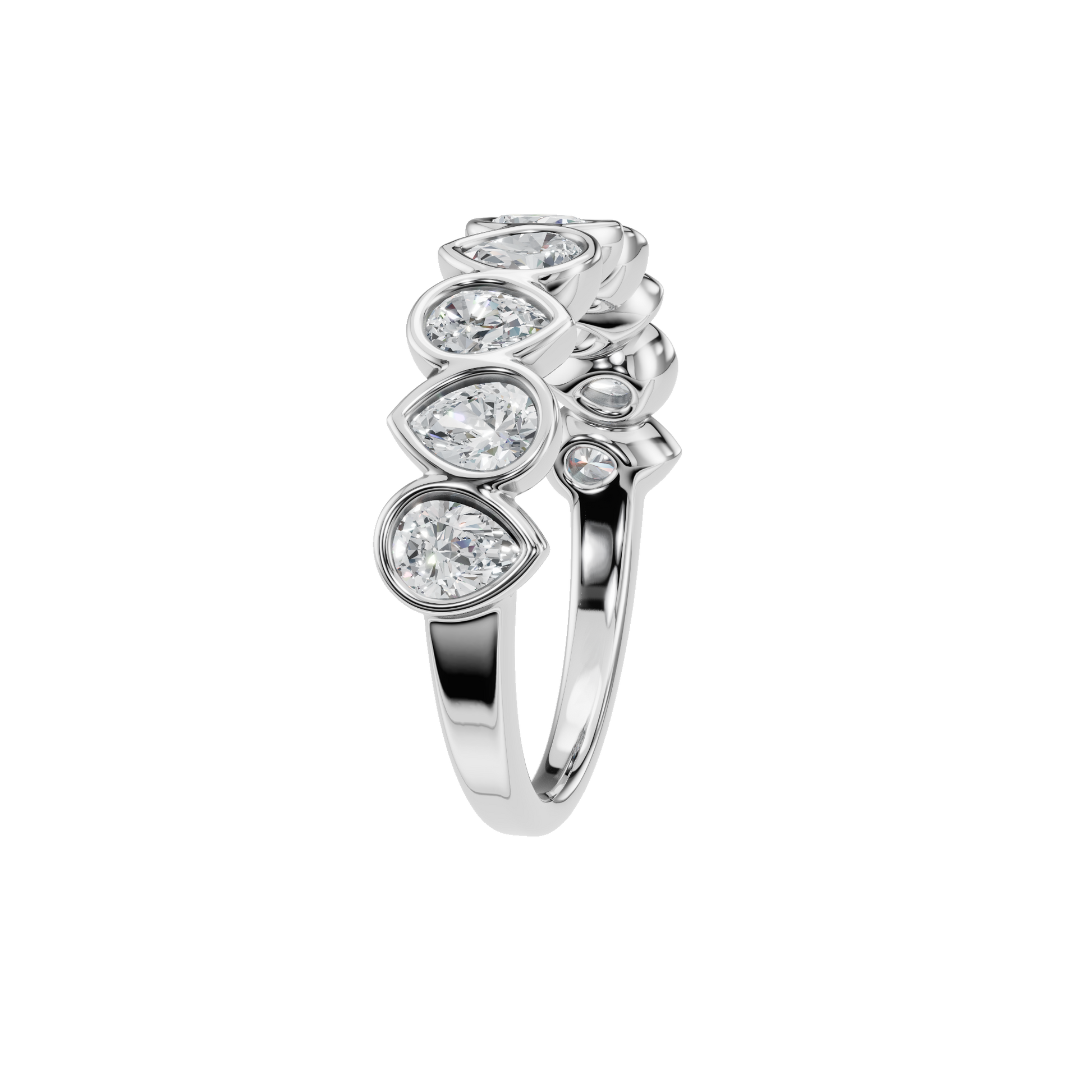 PEAR BEZEL HALF ETERNITY WEDDING BAND - M&D Signature Jewels