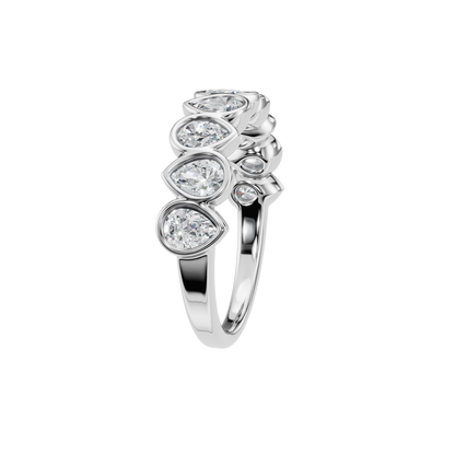 PEAR BEZEL HALF ETERNITY WEDDING BAND - M&D Signature Jewels