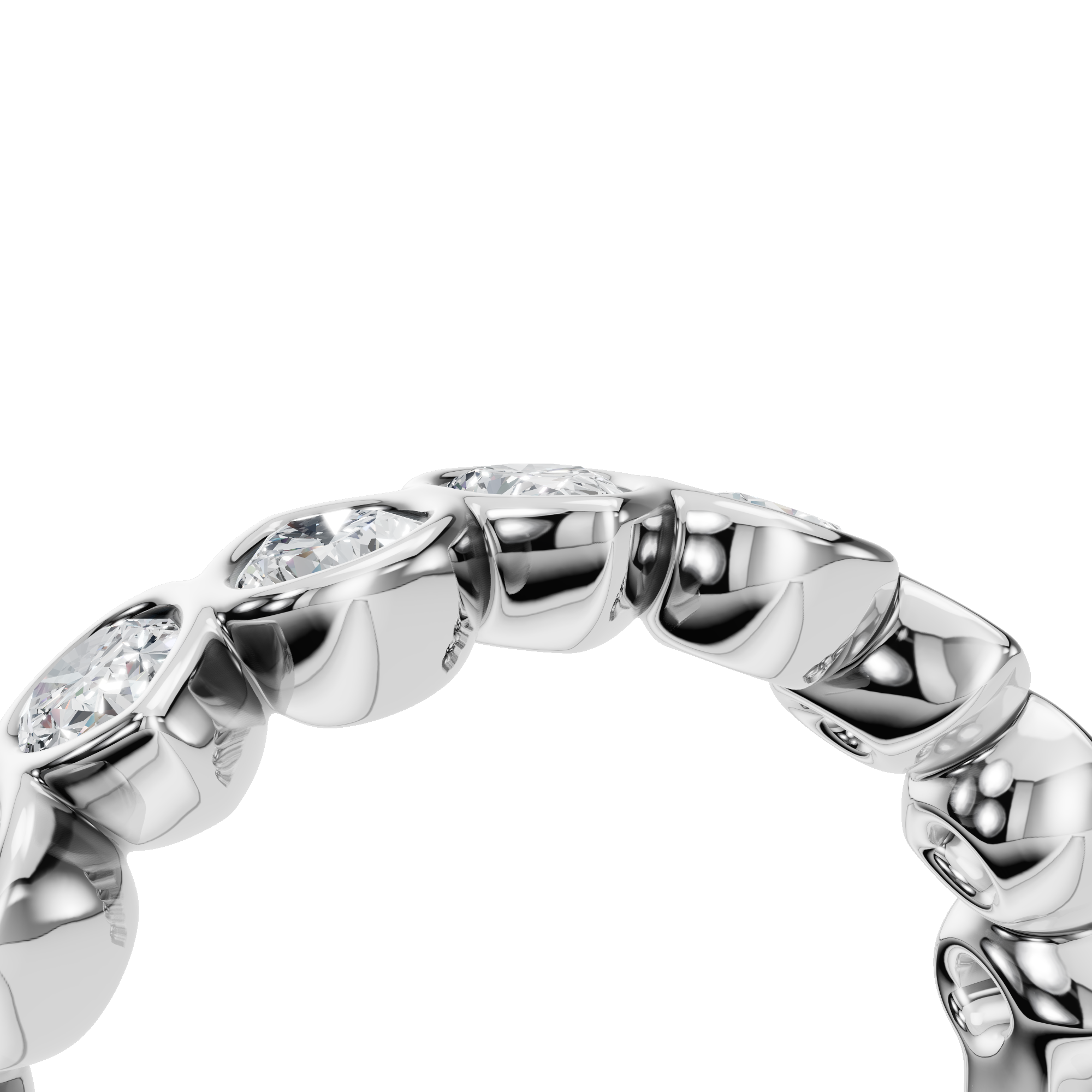 PEAR BEZEL HALF ETERNITY WEDDING BAND
