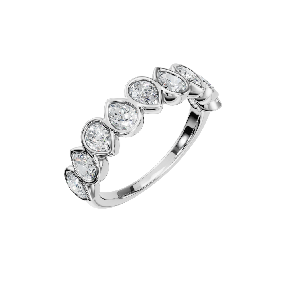 PEAR BEZEL HALF ETERNITY WEDDING BAND