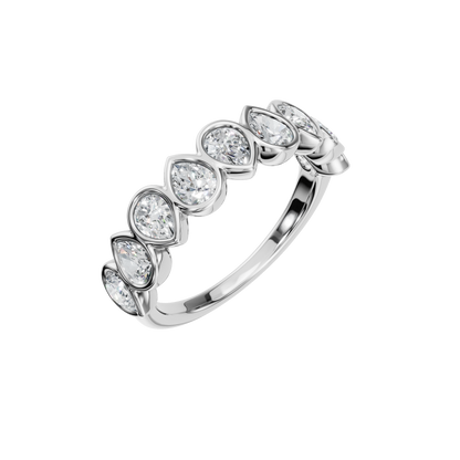 PEAR BEZEL HALF ETERNITY WEDDING BAND - M&D Signature Jewels