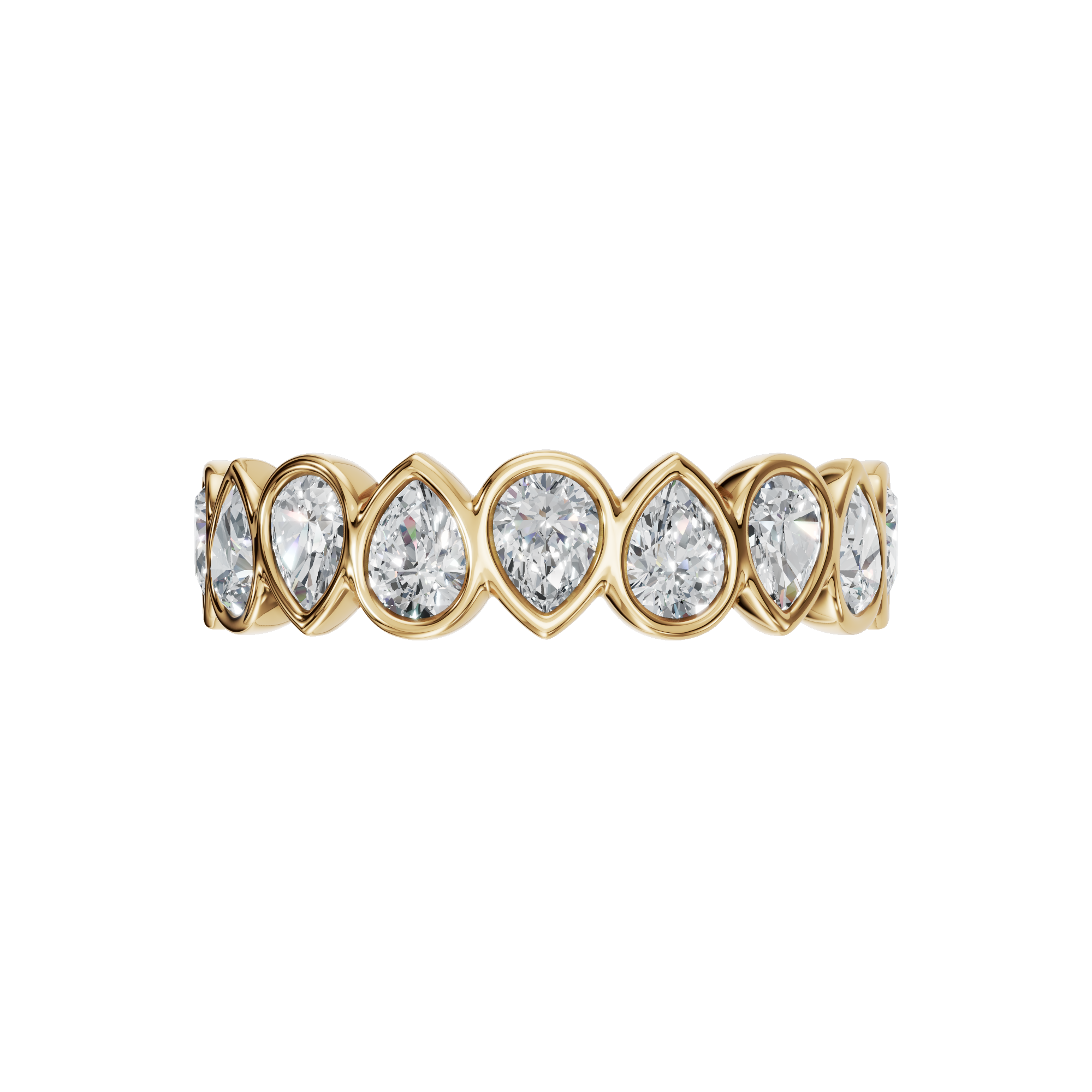 PEAR BEZEL HALF ETERNITY WEDDING BAND