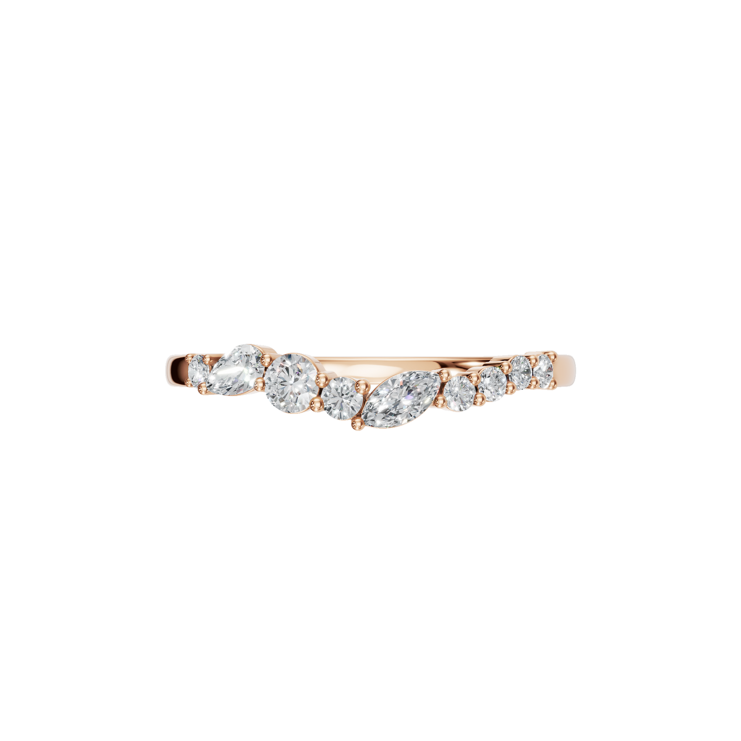 MARQUISE ROUND WAVE WEDDING BAND - M&D Signature Jewels