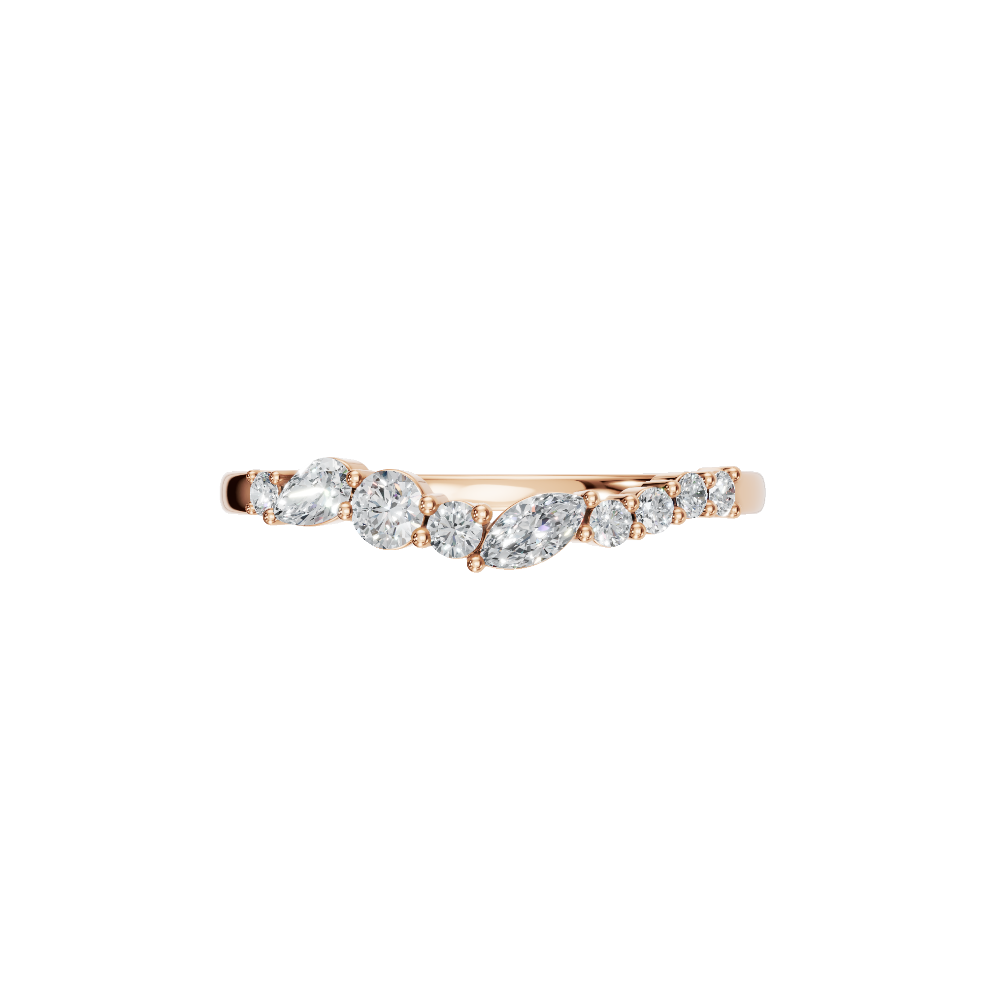 MARQUISE ROUND WAVE WEDDING BAND