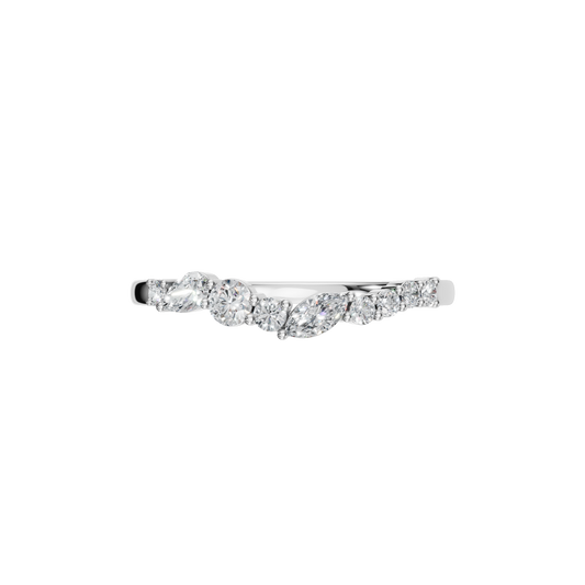 MARQUISE ROUND WAVE WEDDING BAND
