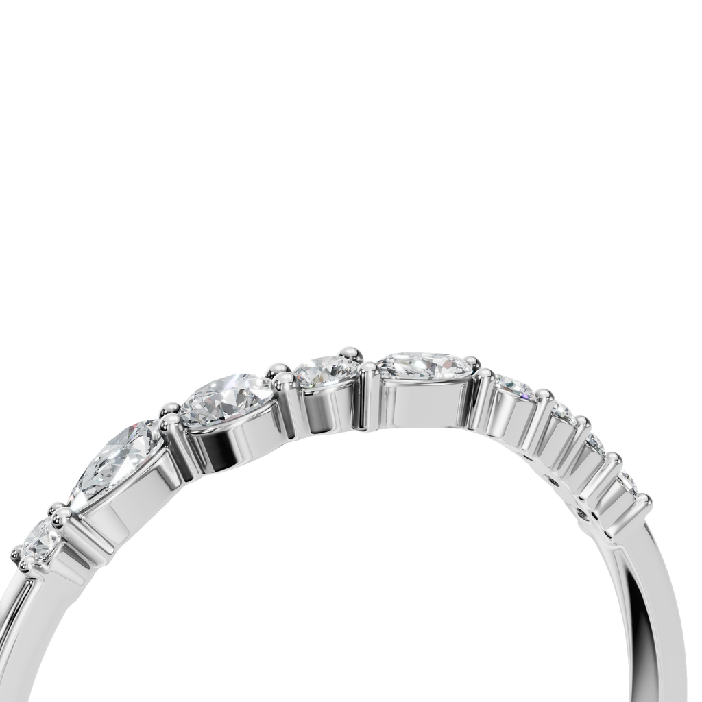 MARQUISE ROUND WAVE WEDDING BAND