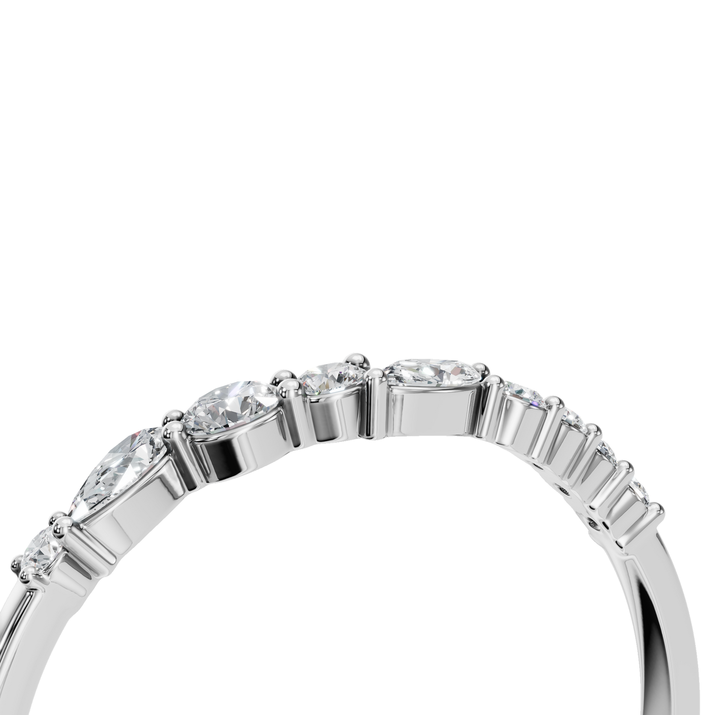 MARQUISE ROUND WAVE WEDDING BAND - M&D Signature Jewels
