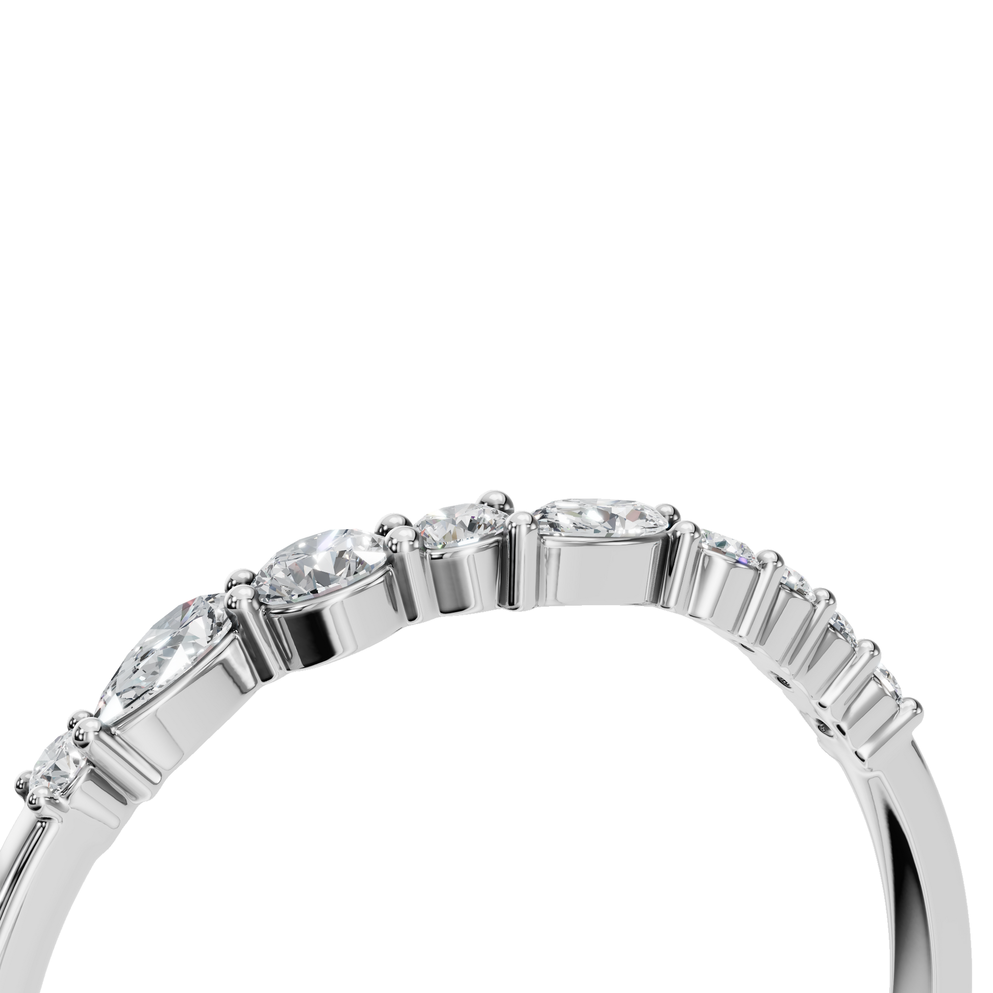 MARQUISE ROUND WAVE WEDDING BAND - M&D Signature Jewels