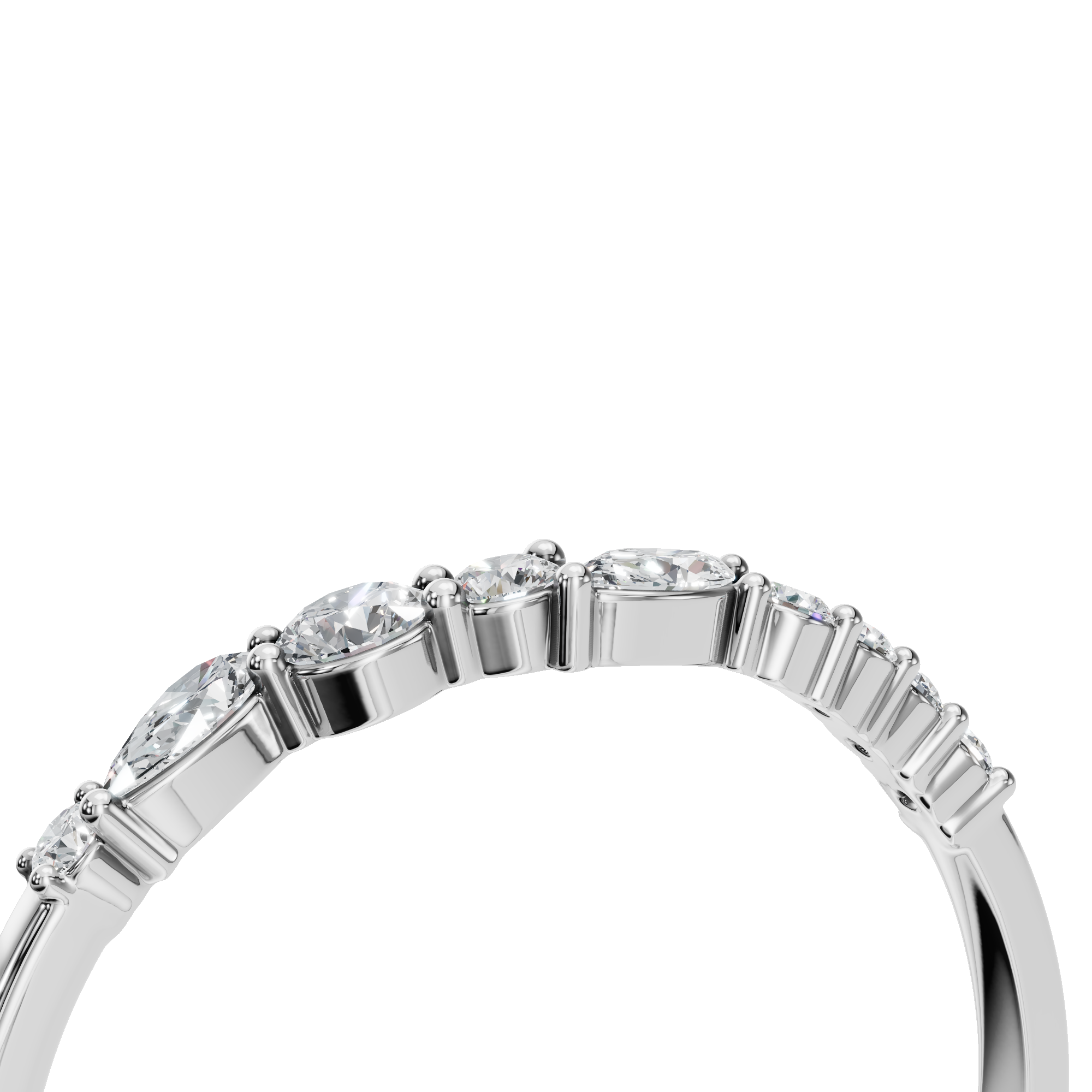 MARQUISE ROUND WAVE WEDDING BAND