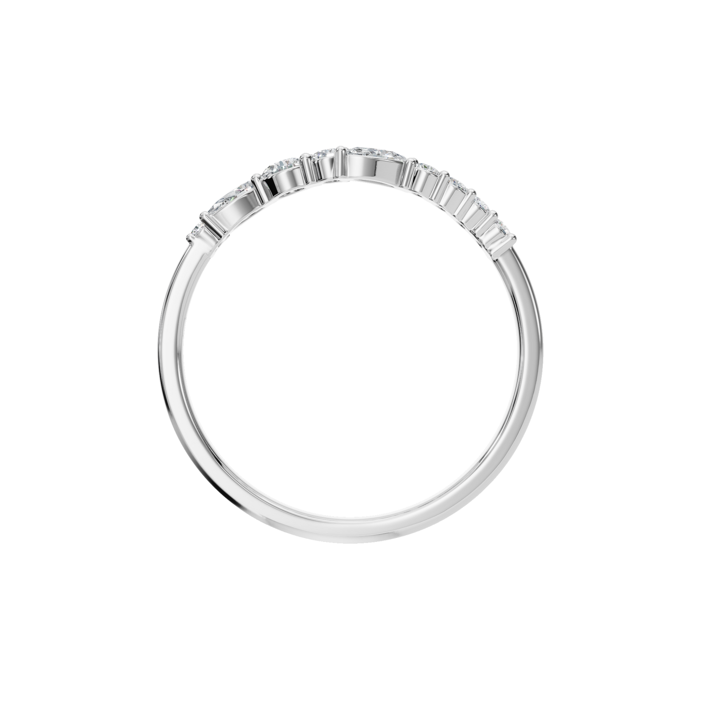 MARQUISE ROUND WAVE WEDDING BAND - M&D Signature Jewels