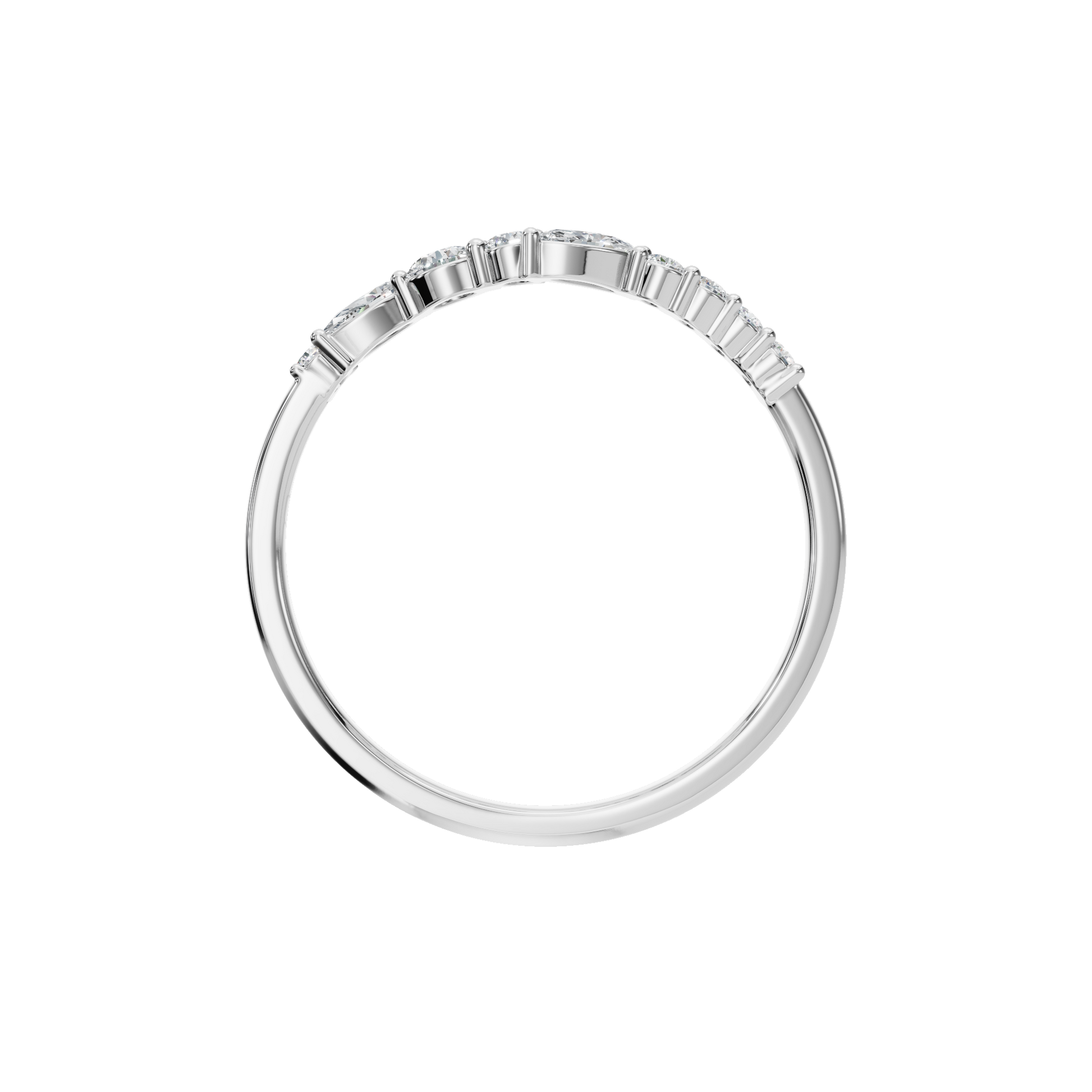 MARQUISE ROUND WAVE WEDDING BAND - M&D Signature Jewels