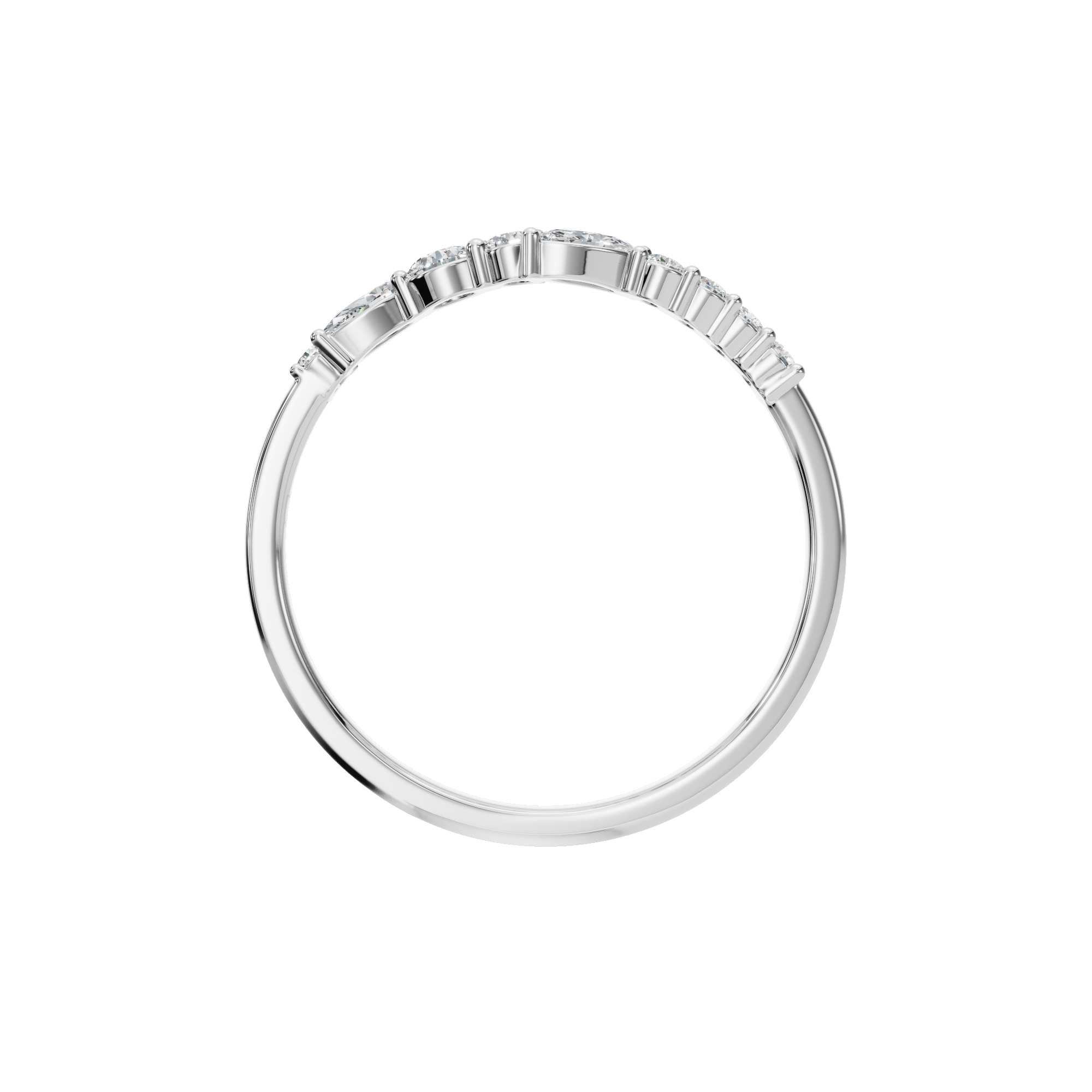 MARQUISE ROUND WAVE WEDDING BAND