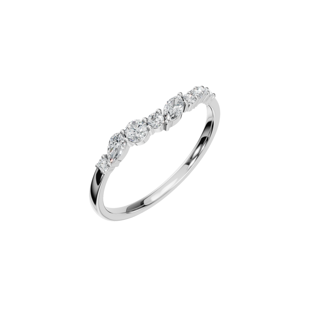 MARQUISE ROUND WAVE WEDDING BAND
