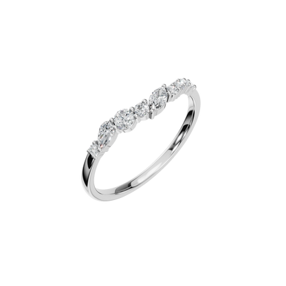 MARQUISE ROUND WAVE WEDDING BAND - M&D Signature Jewels
