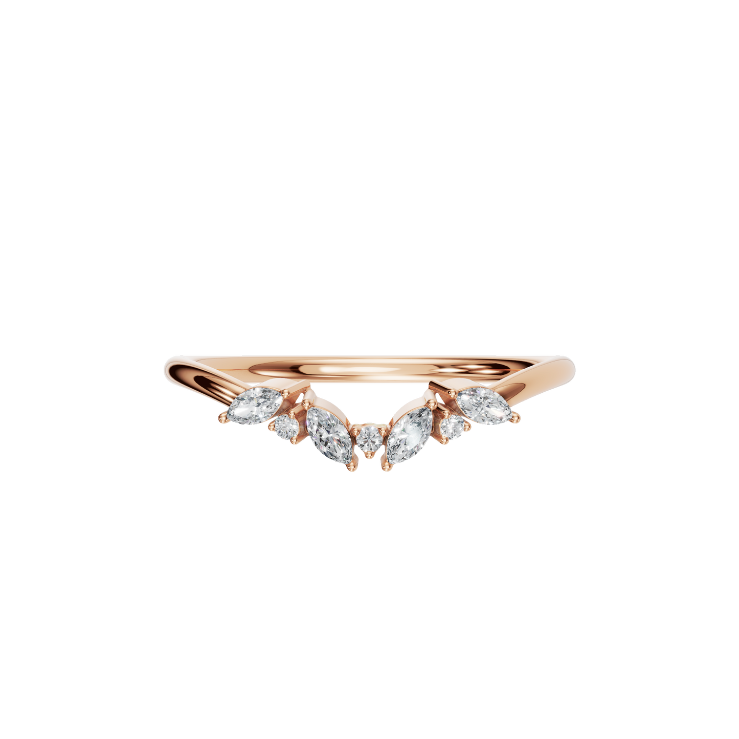 MARQUISE ROUND WEDDING BAND - M&D Signature Jewels