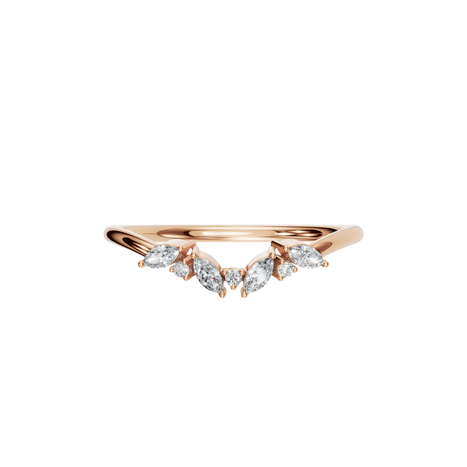 MARQUISE ROUND WEDDING BAND - M&D Signature Jewels