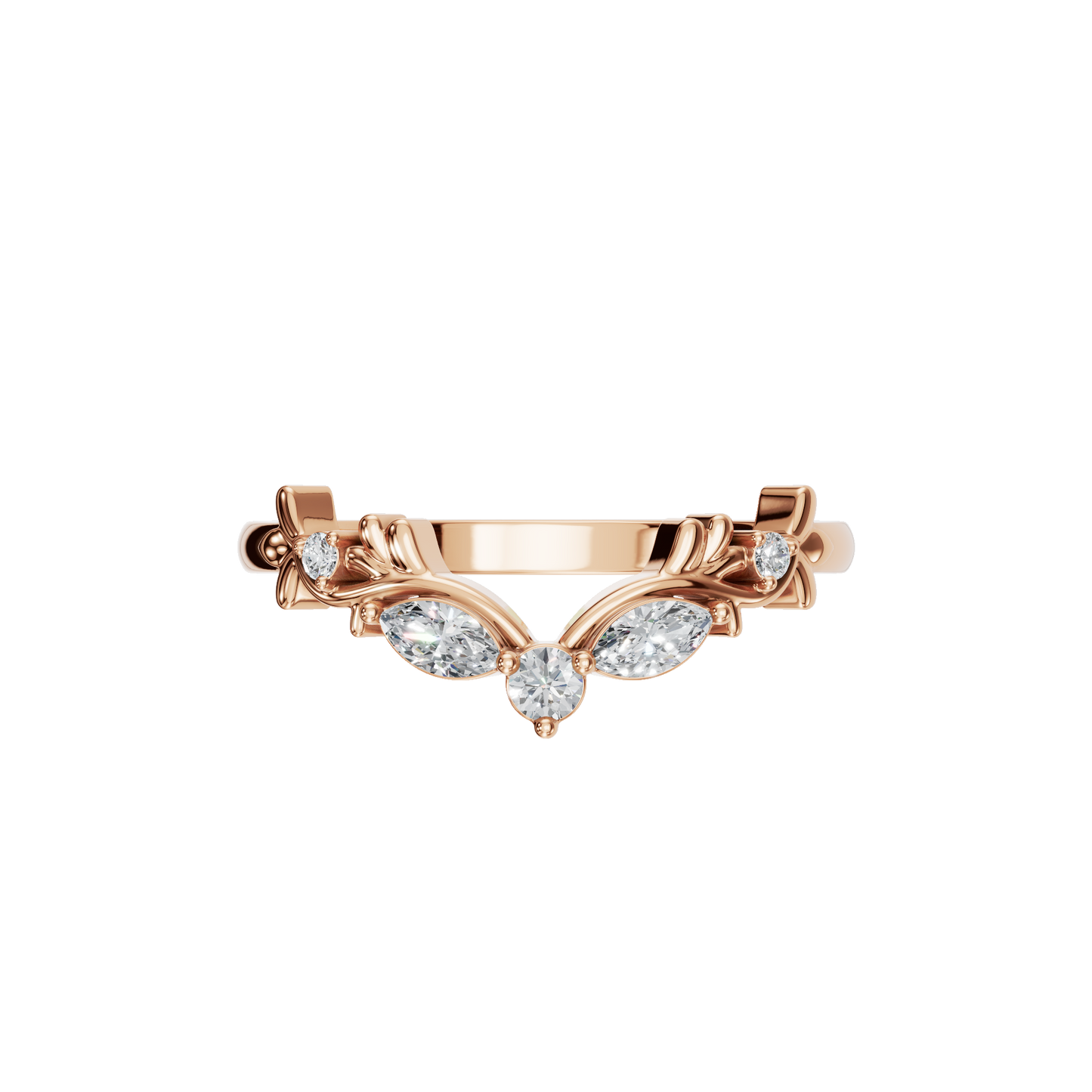 MARQUISE ROUND WEDDING BAND - M&D Signature Jewels