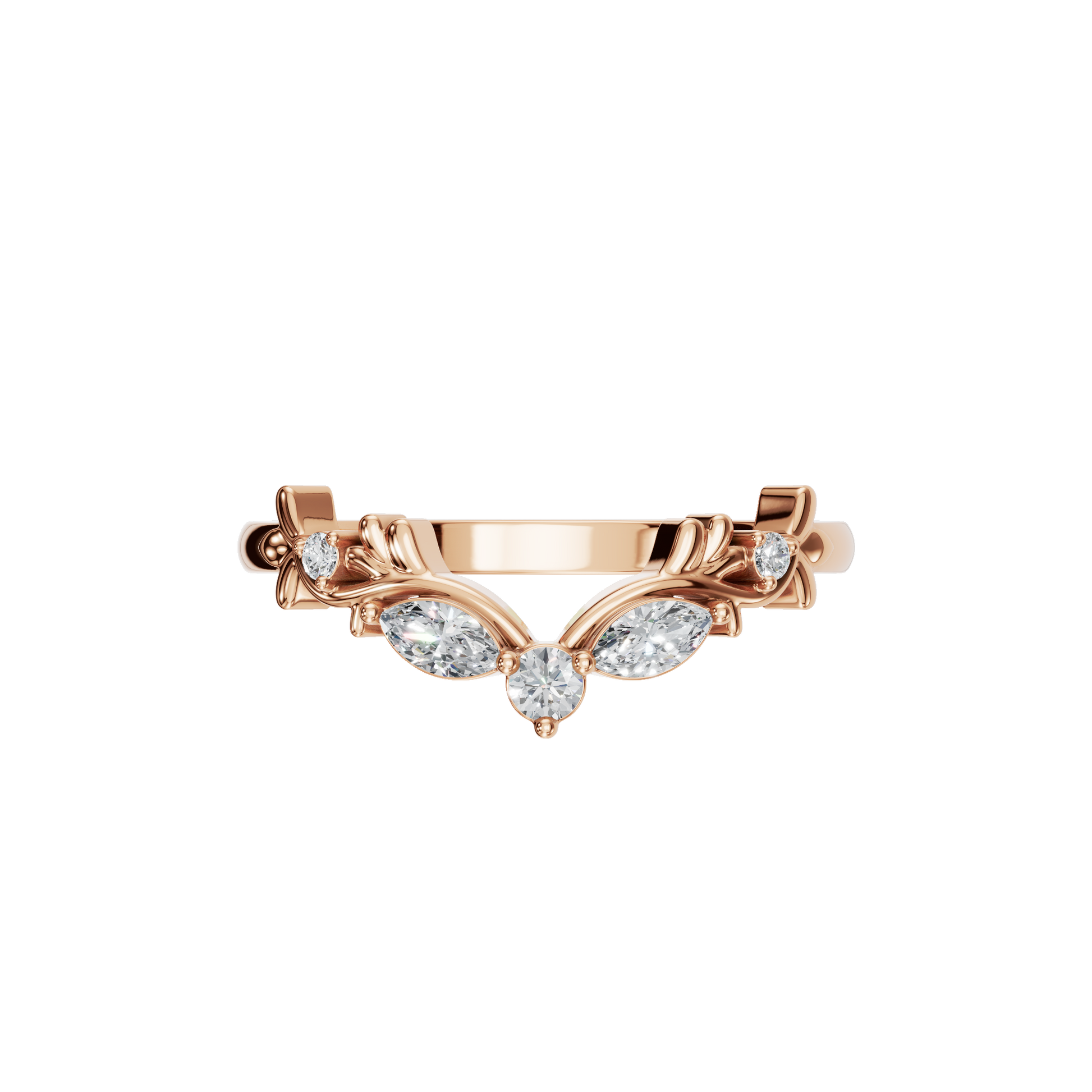MARQUISE ROUND WEDDING BAND - M&D Signature Jewels