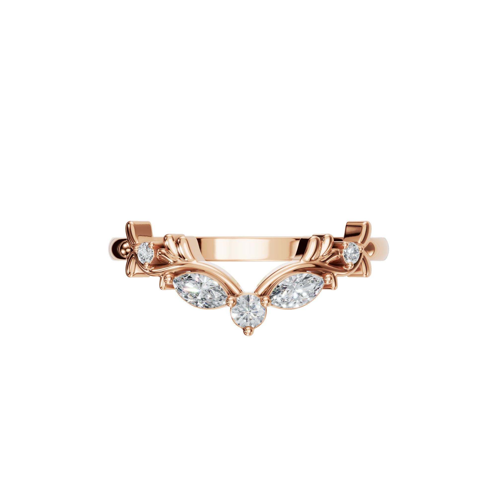 MARQUISE ROUND WEDDING BAND