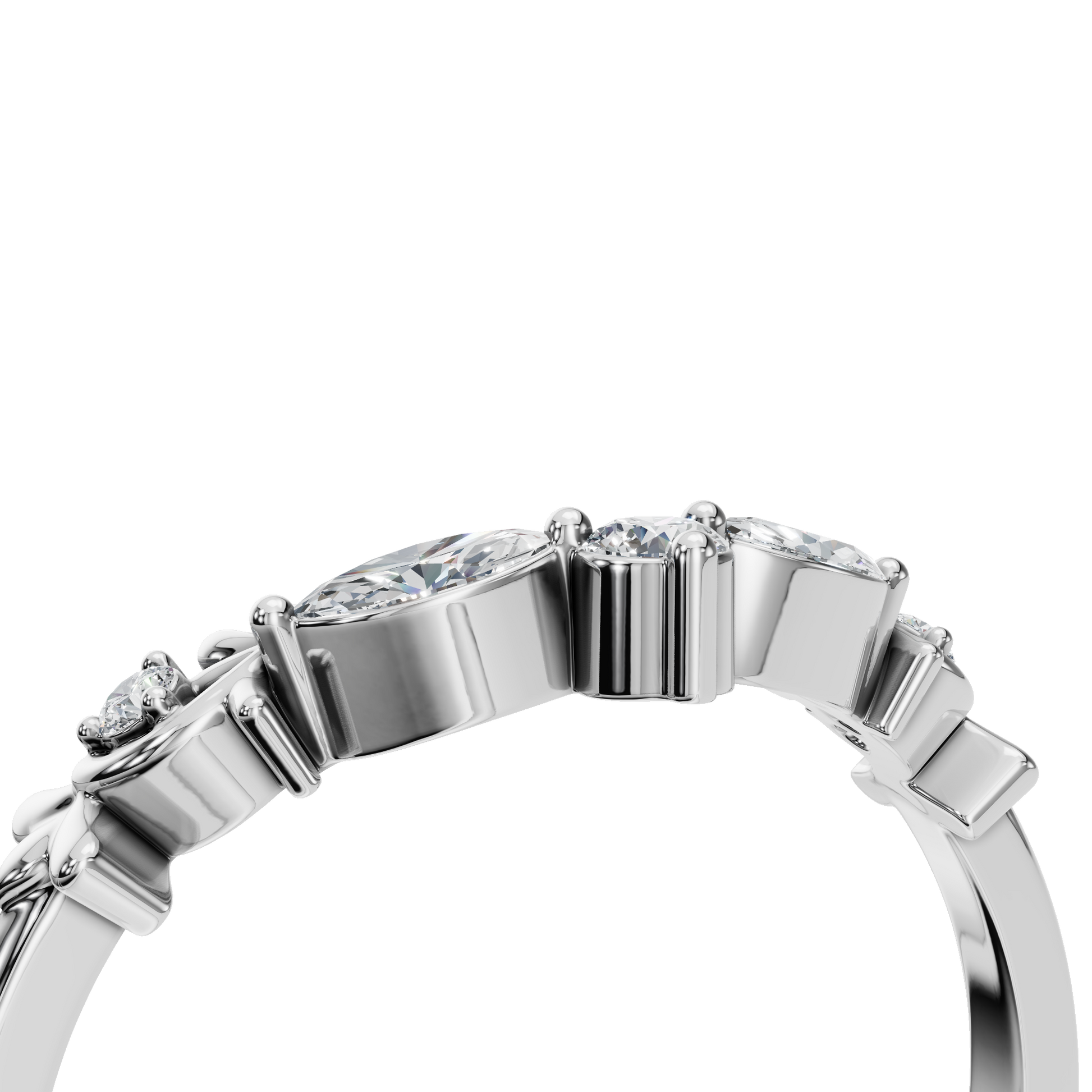 MARQUISE ROUND WEDDING BAND - M&D Signature Jewels