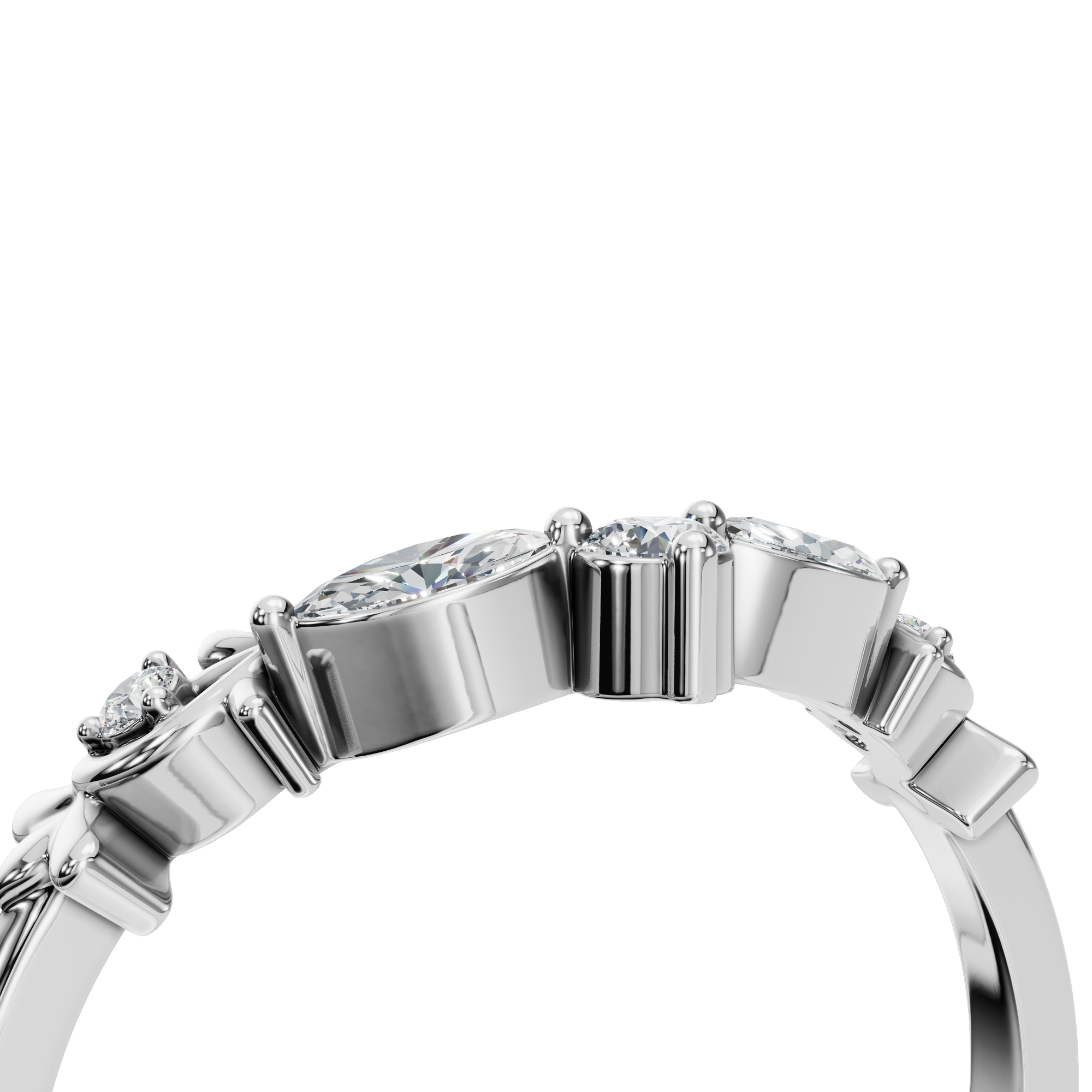 MARQUISE ROUND WEDDING BAND