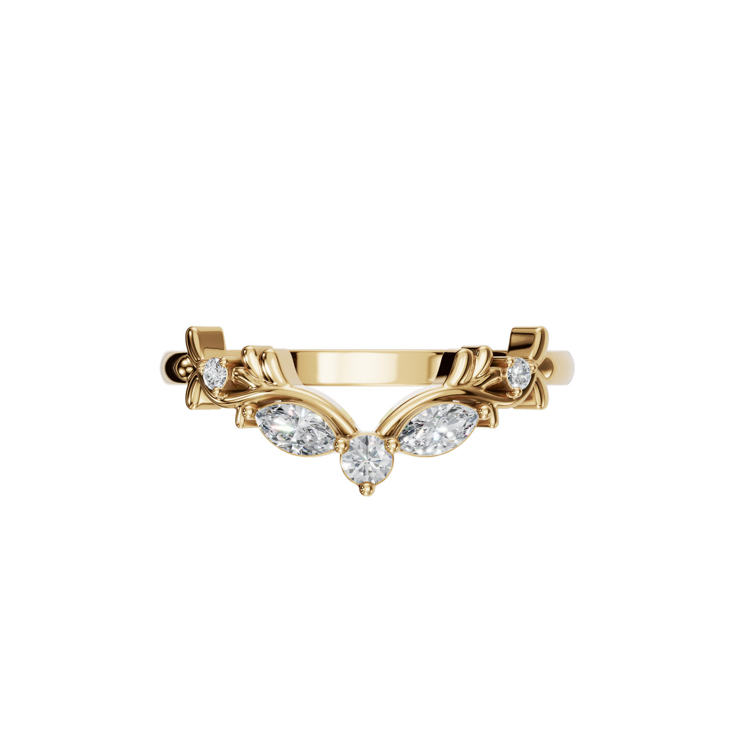 MARQUISE ROUND WEDDING BAND - M&D Signature Jewels