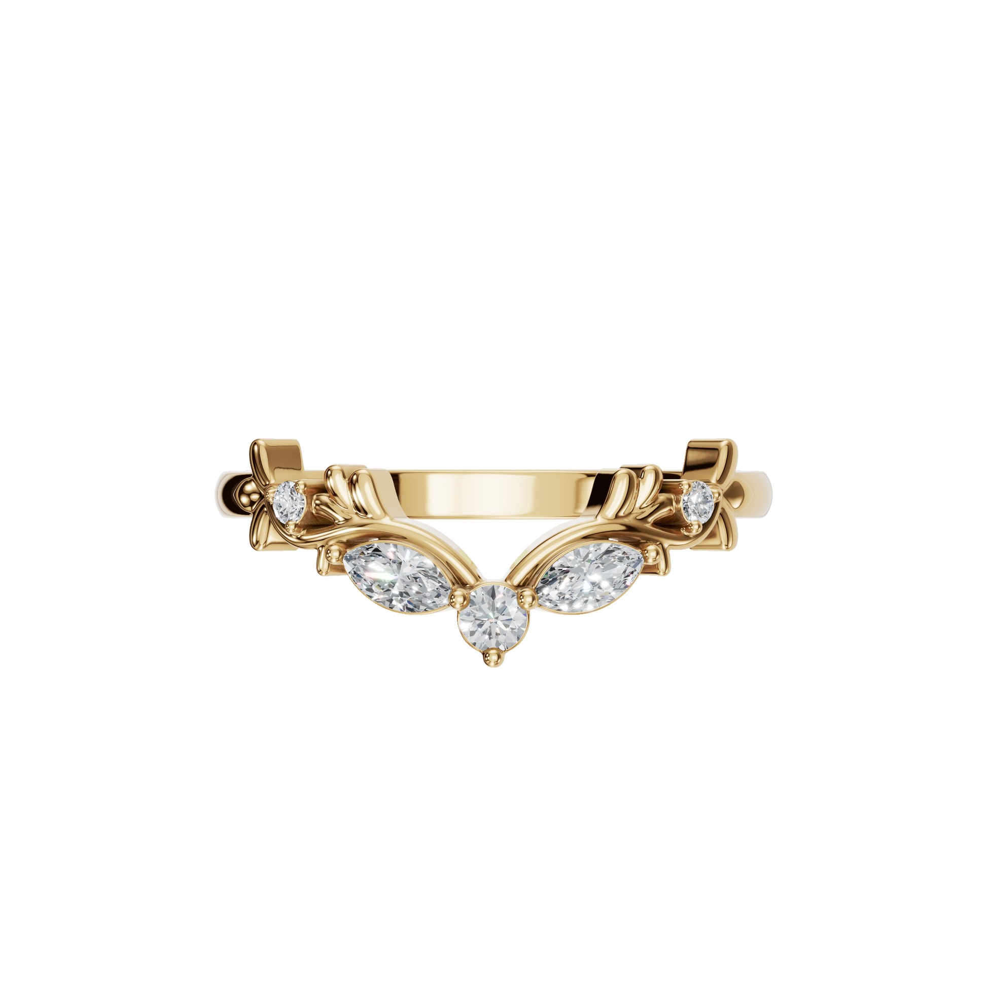 MARQUISE ROUND WEDDING BAND - M&D Signature Jewels