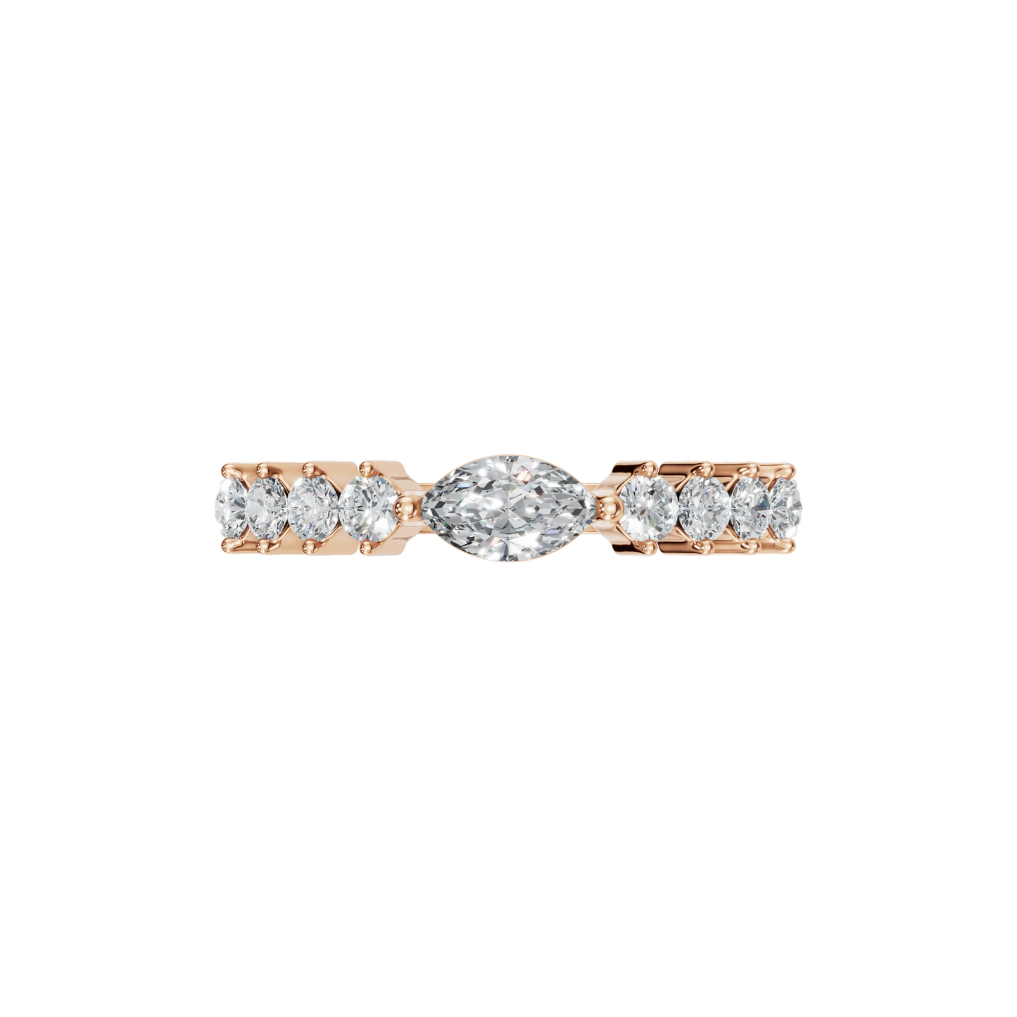 MARQUISE E-W PAVE WEDDING RING - M&D Signature Jewels