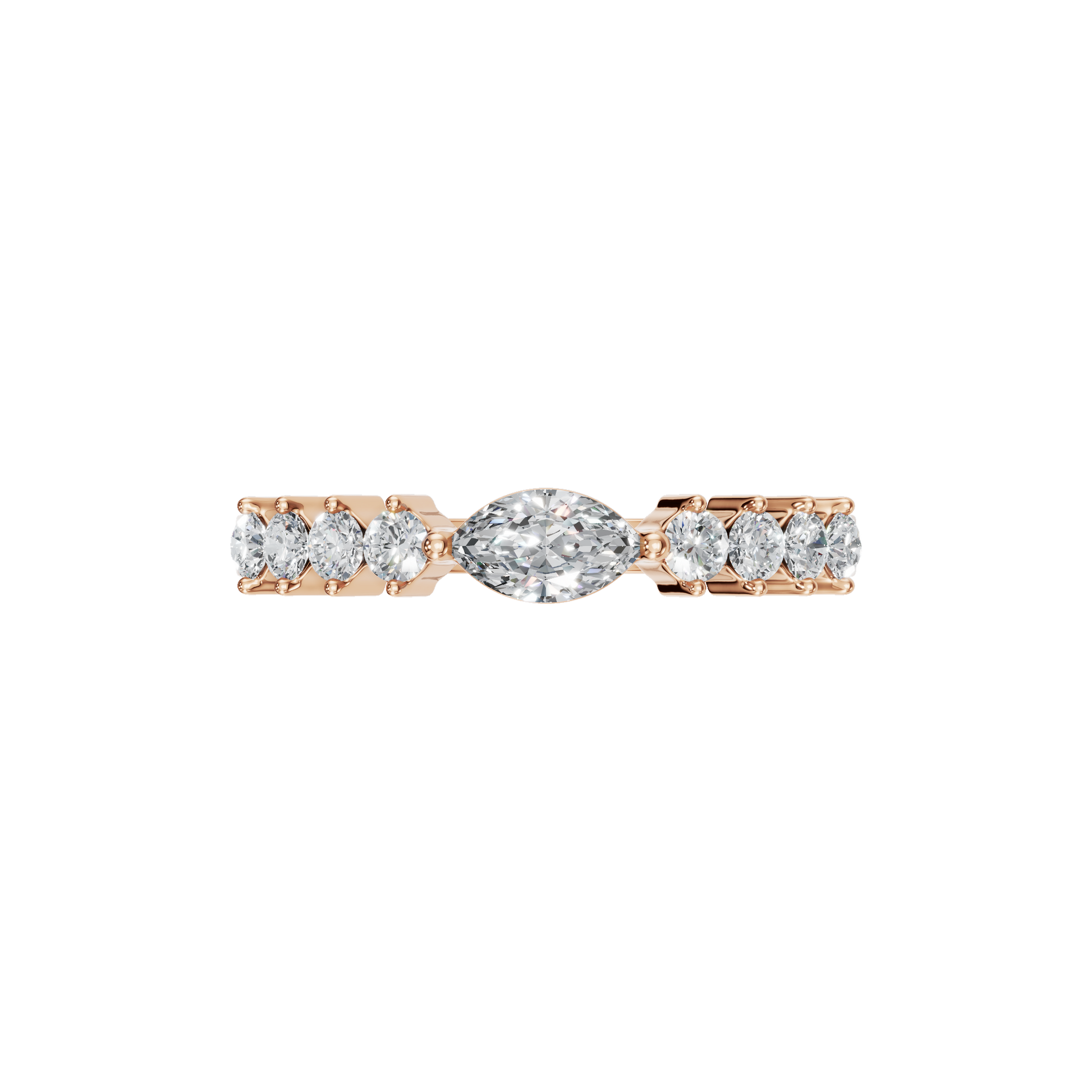 MARQUISE E-W PAVE WEDDING RING - M&D Signature Jewels