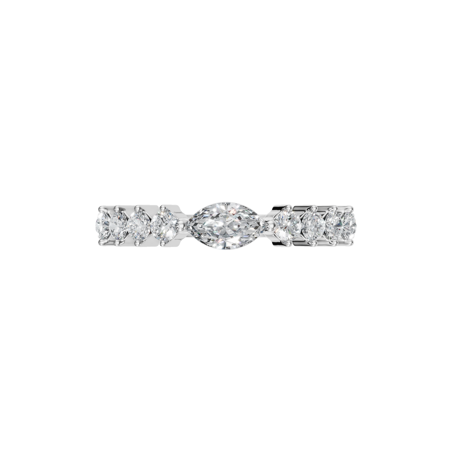 MARQUISE E-W PAVE WEDDING RING - M&D Signature Jewels