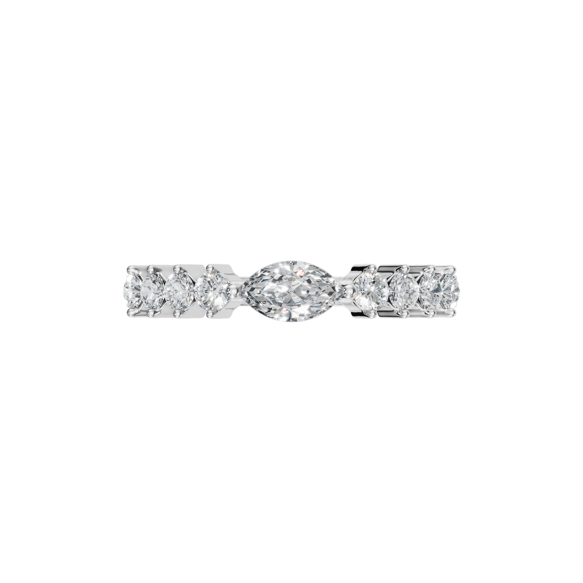 MARQUISE E-W PAVE WEDDING RING - M&D Signature Jewels