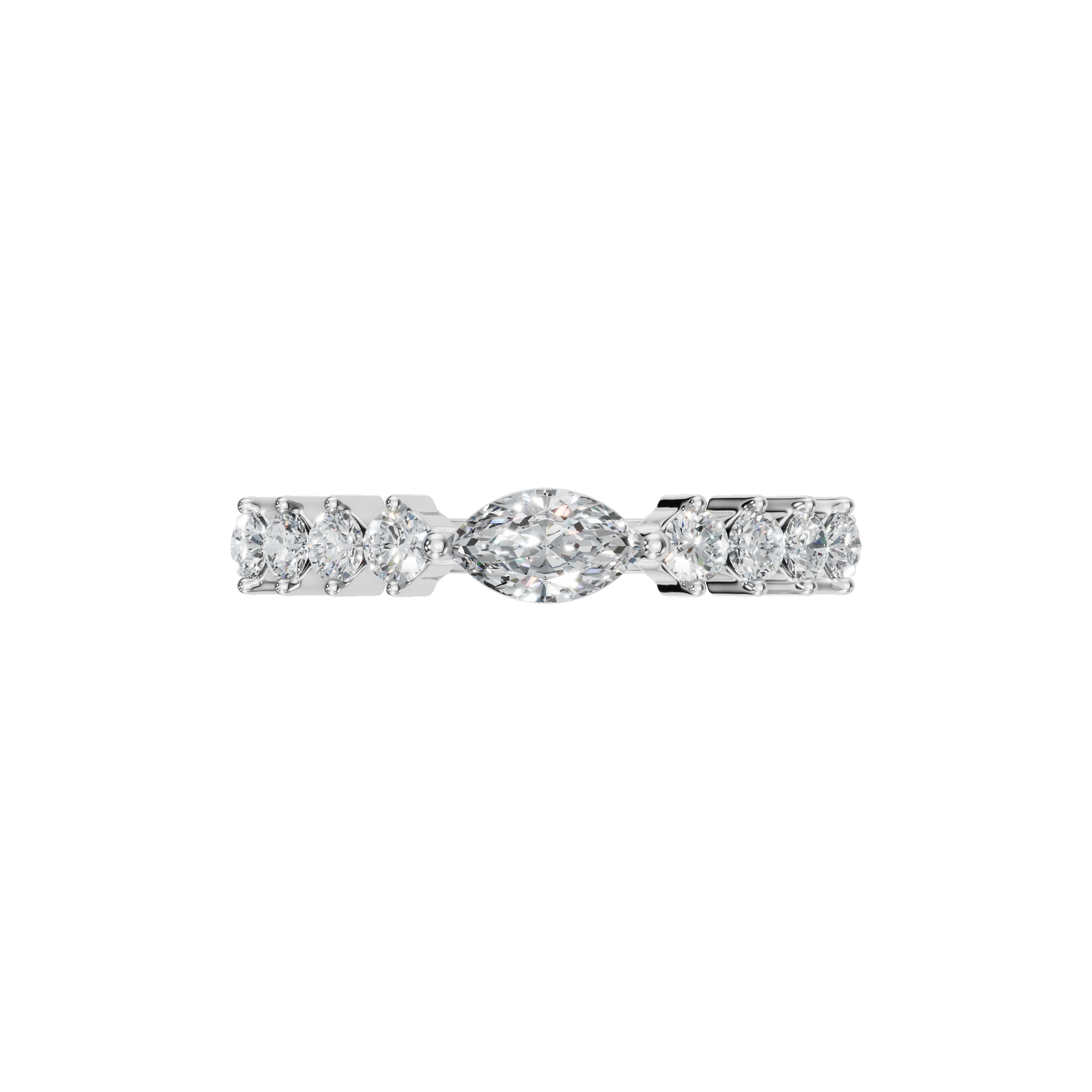 MARQUISE E-W PAVE WEDDING RING