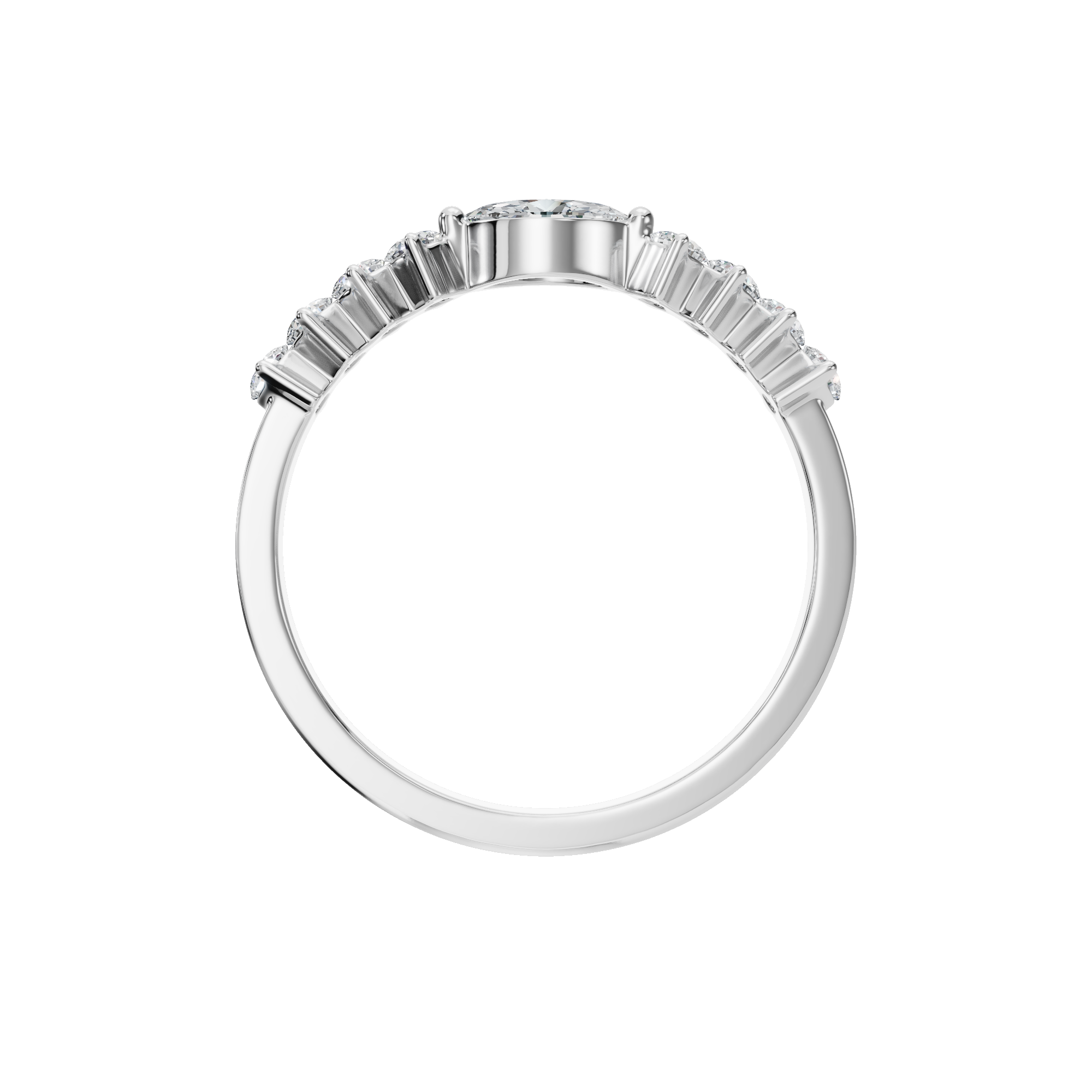 MARQUISE E-W PAVE WEDDING RING