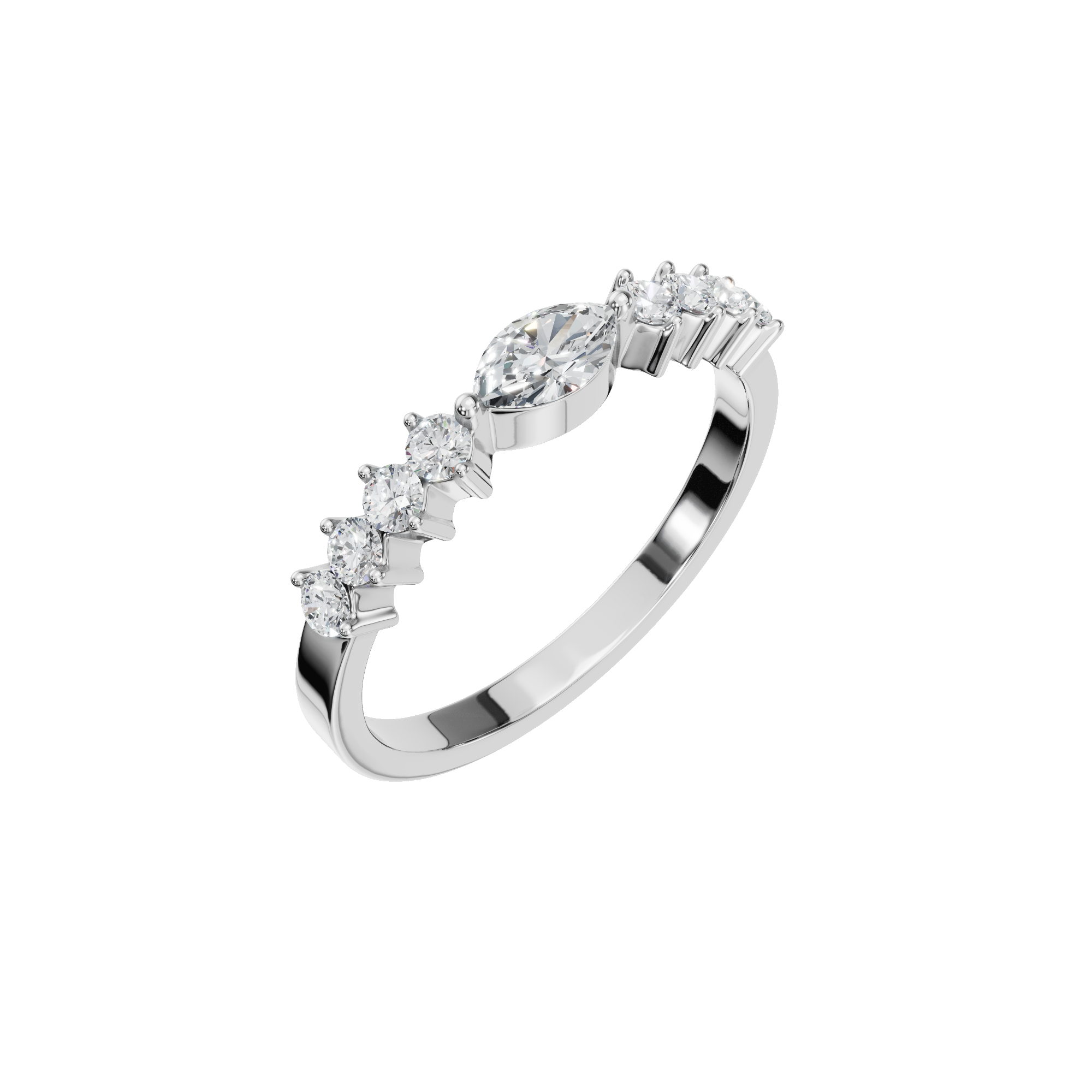 MARQUISE E-W PAVE WEDDING RING