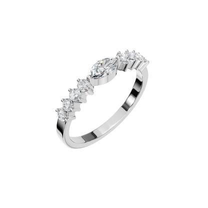 MARQUISE E-W PAVE WEDDING RING - M&D Signature Jewels